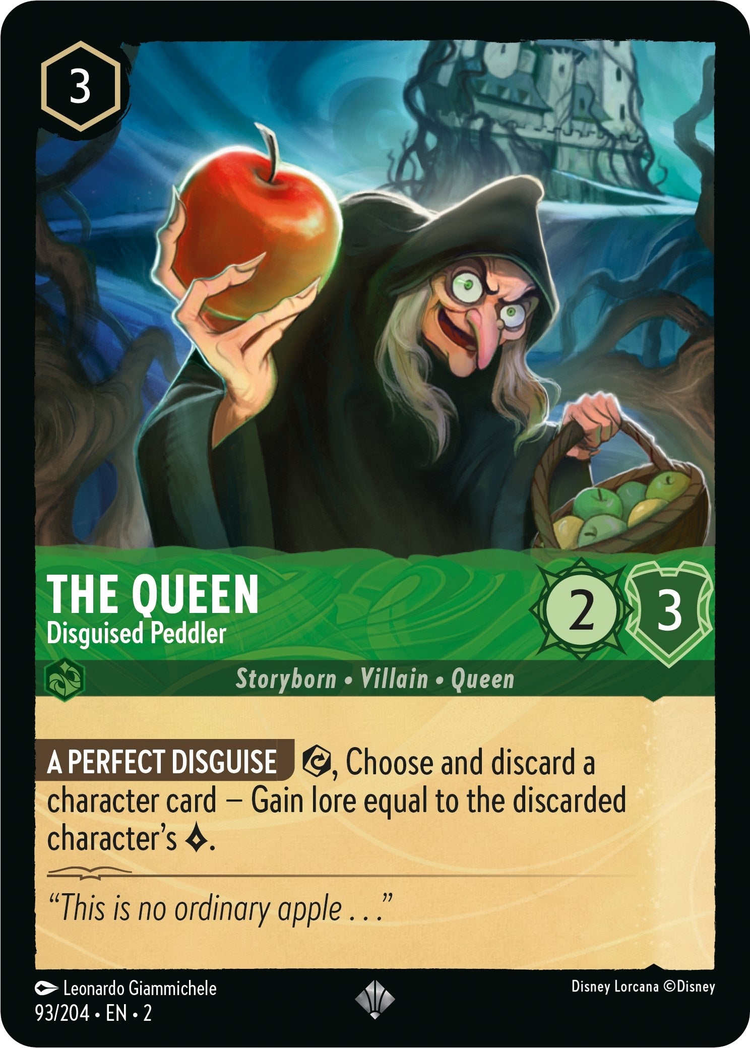 Image for The Queen - Disguised Peddler (93/204) (Rise of the Floodborn) (2) - Disney Lorcana