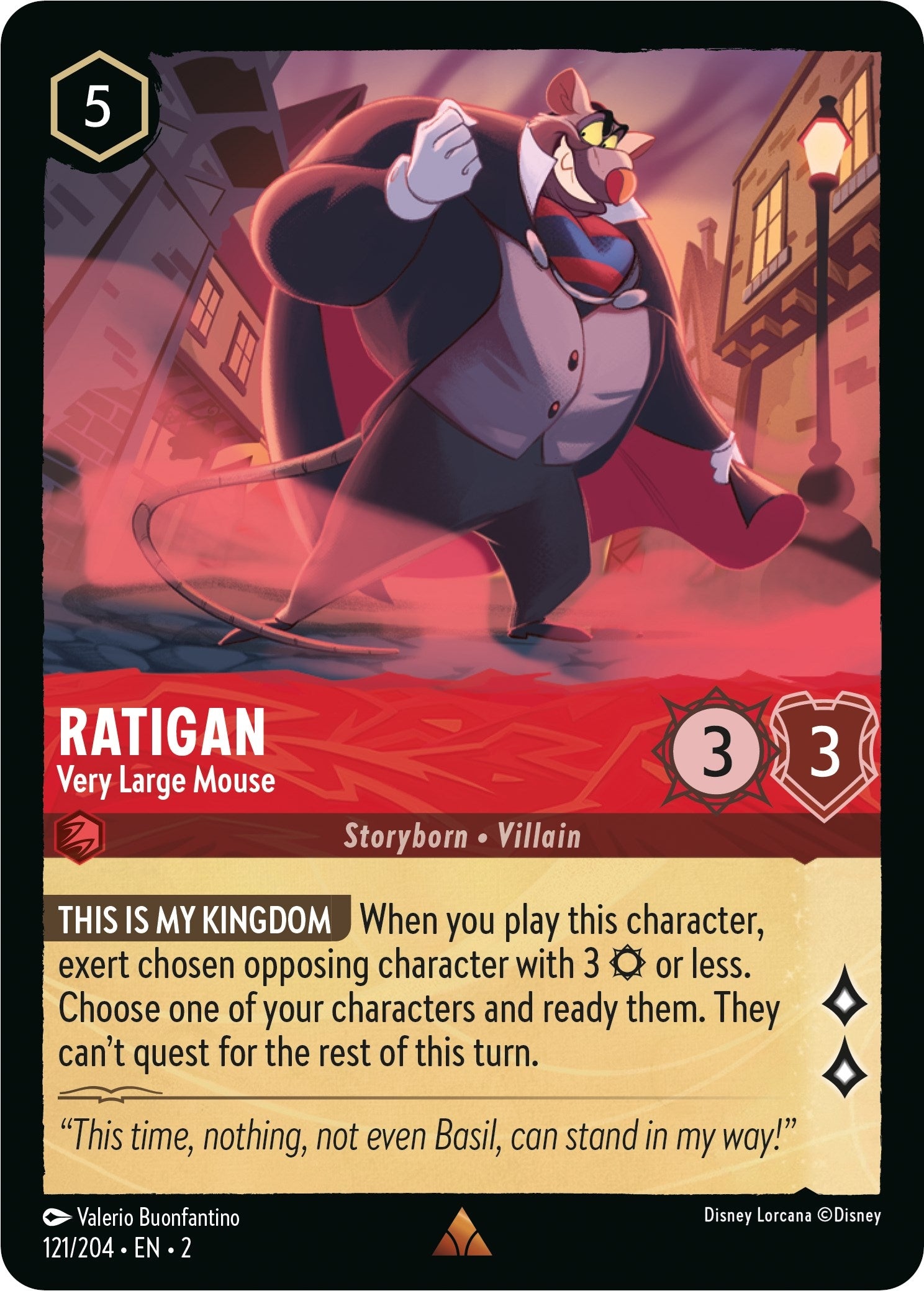 Image for Ratigan - Very Large Mouse (121/204) (Rise of the Floodborn) (2) - Disney Lorcana