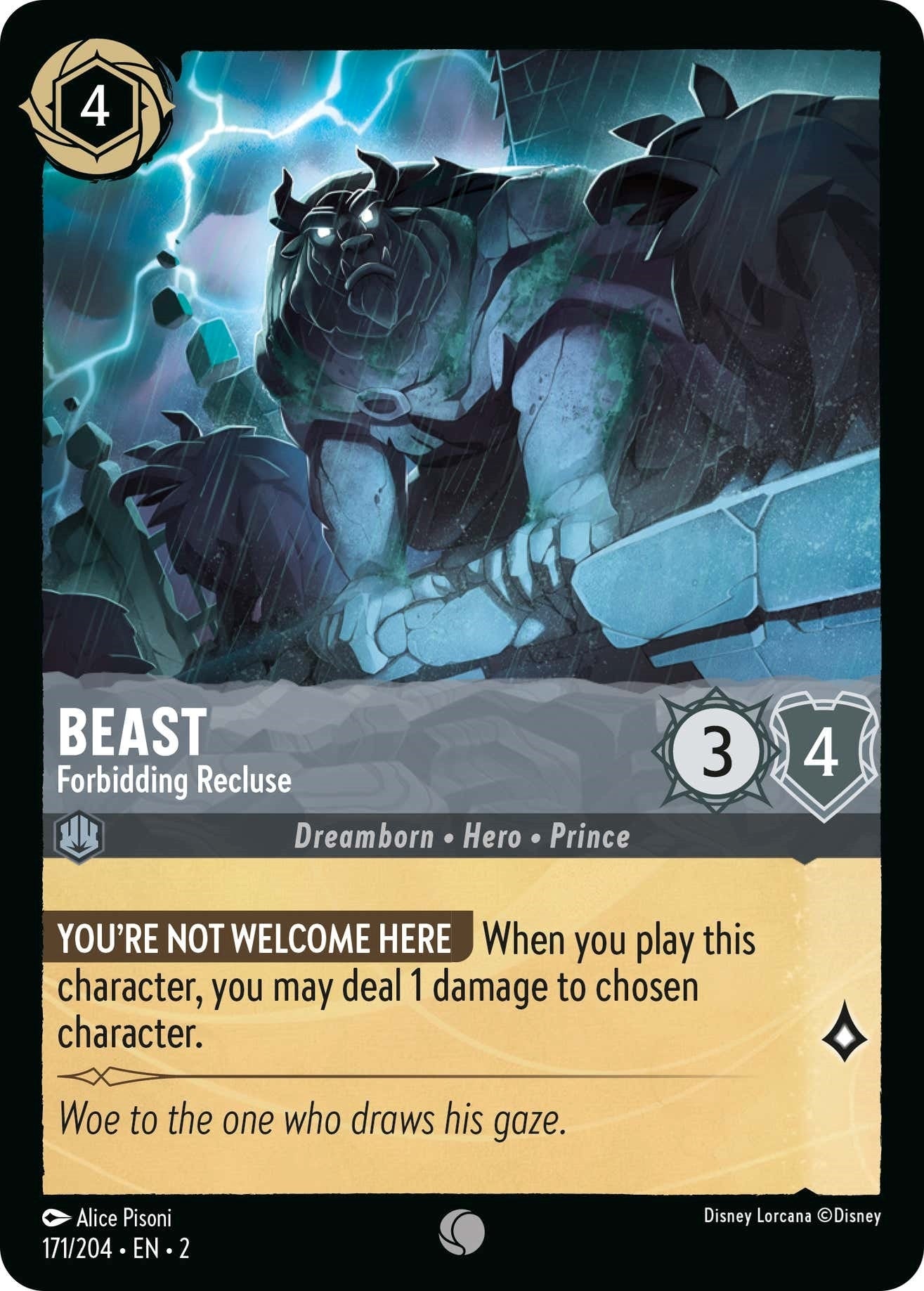 Image for Beast - Forbidding Recluse (171/204) (Rise of the Floodborn) (2) - Disney Lorcana