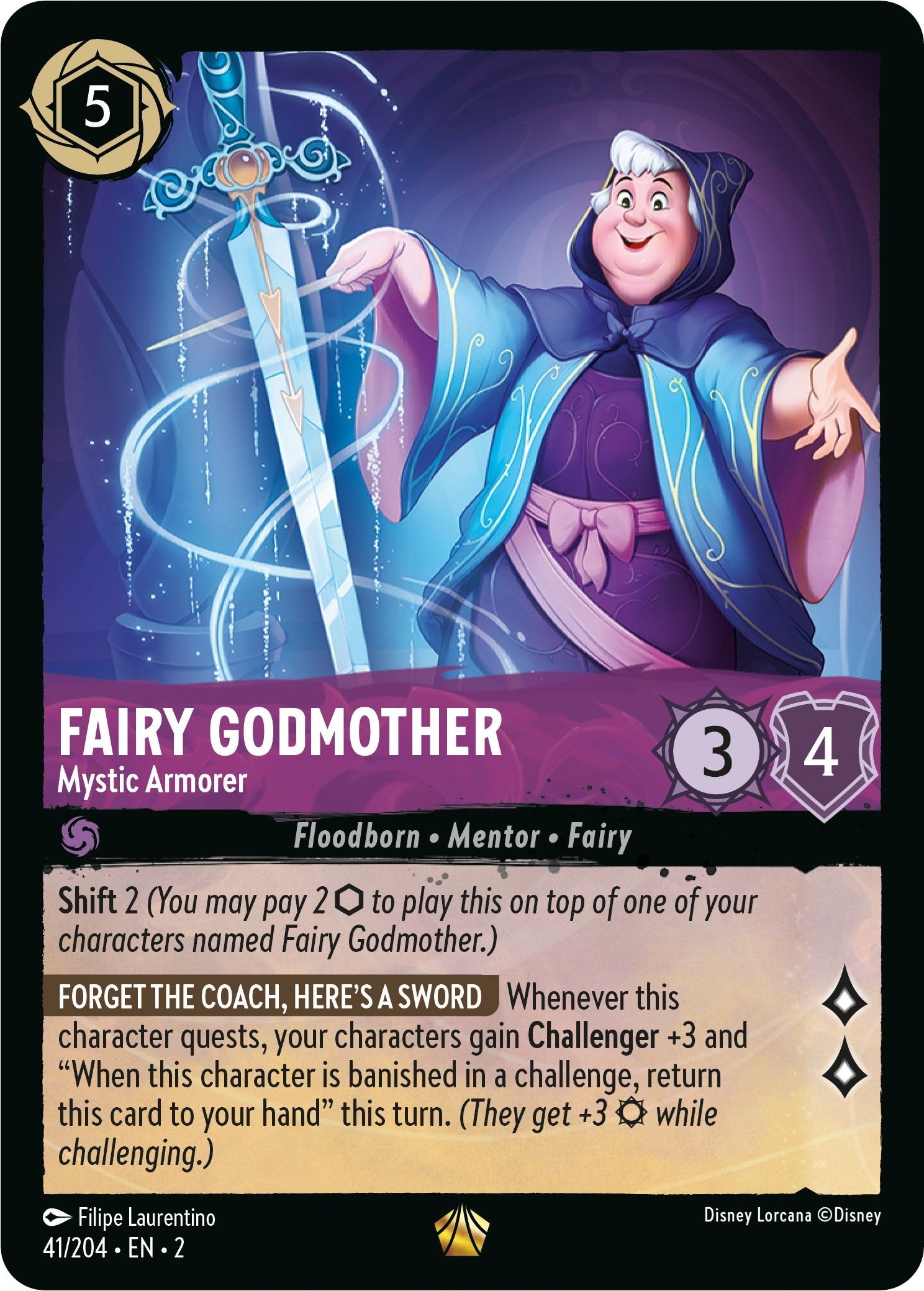 Image for Fairy Godmother - Mystic Armorer (41/204) (Rise of the Floodborn) (2) - Disney Lorcana