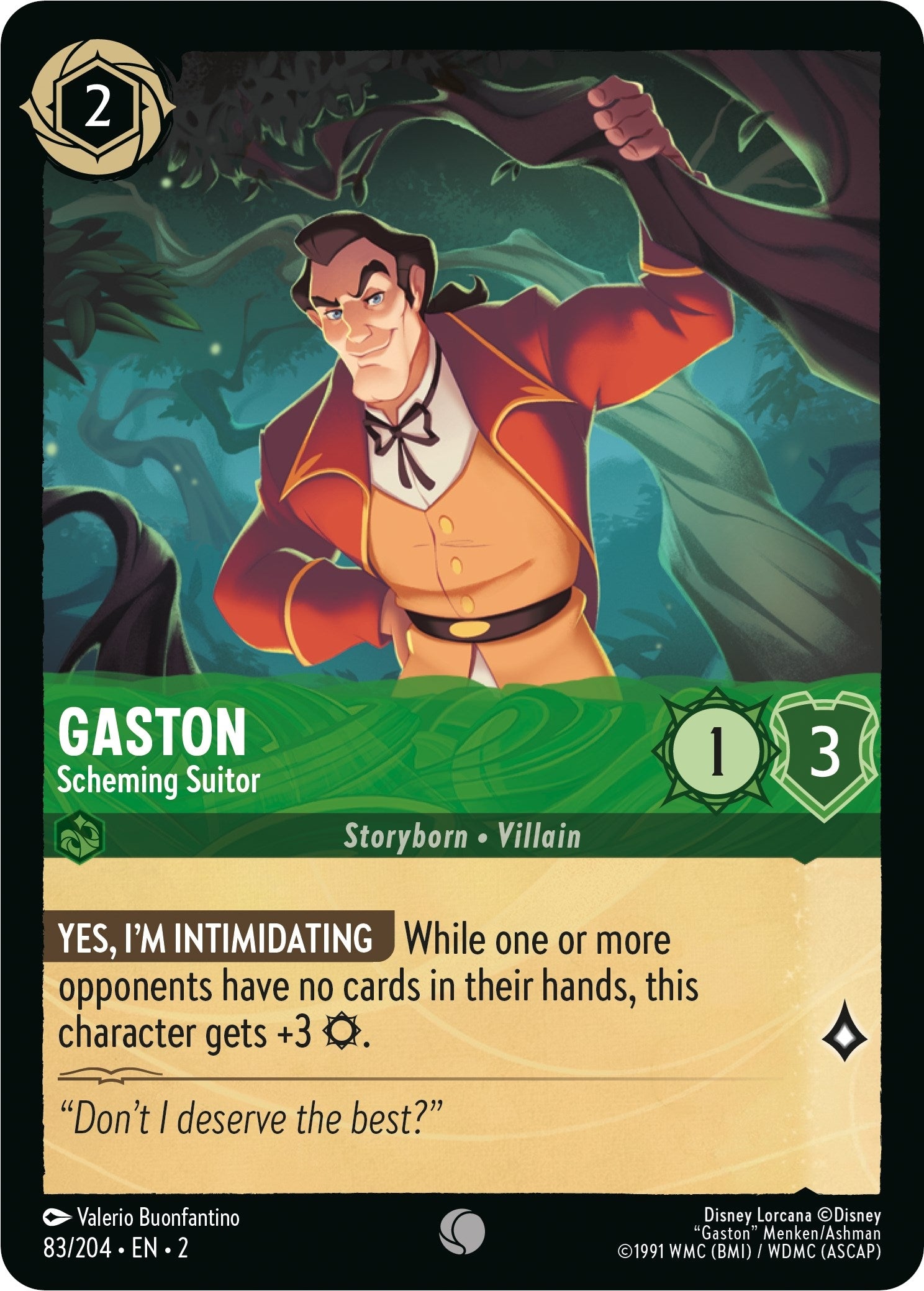 Image for Gaston - Scheming Suitor (83/204) (Rise of the Floodborn) (2) - Disney Lorcana