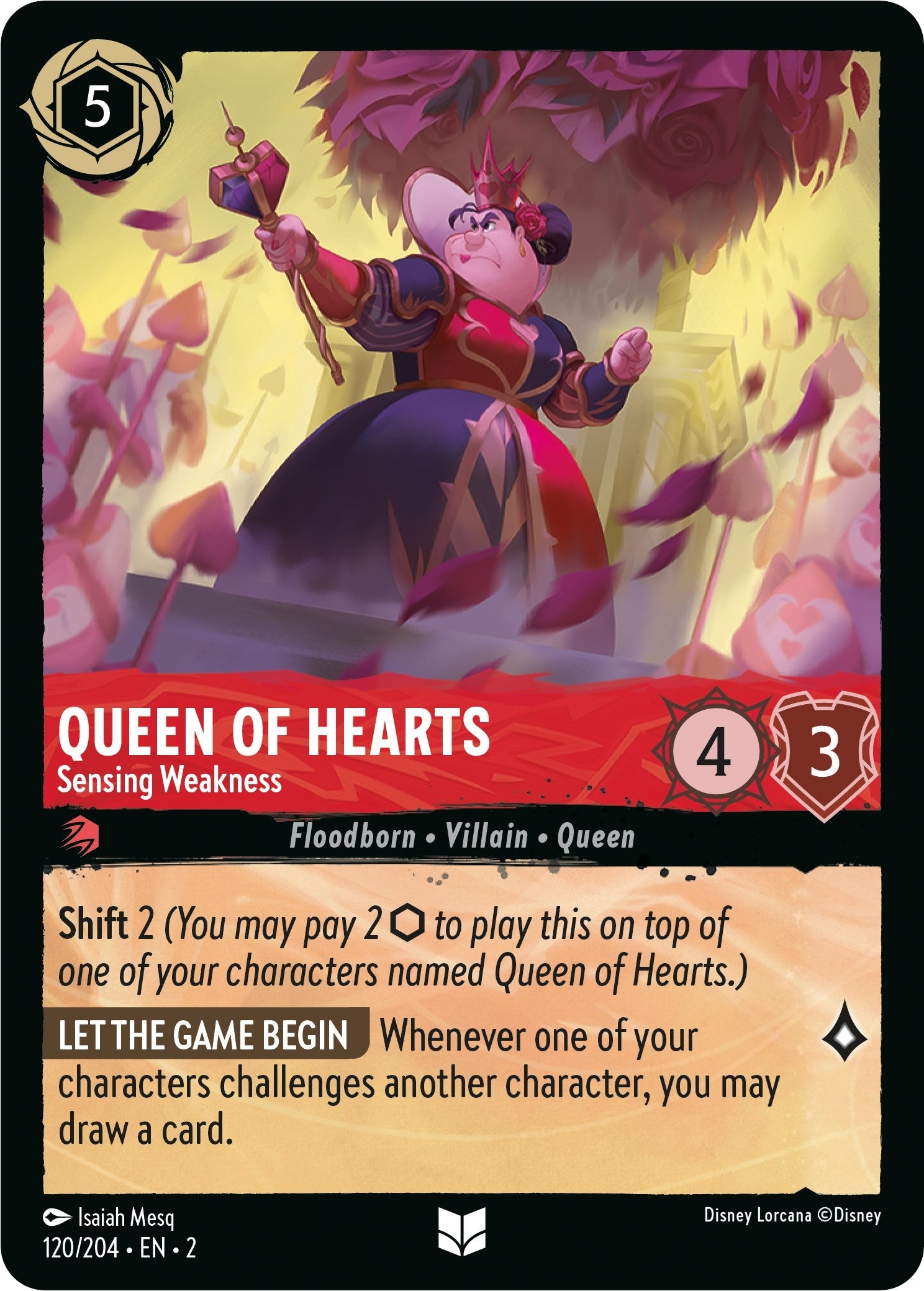 Image for Queen of Hearts - Sensing Weakness (120/204) (Rise of the Floodborn) (2) - Disney Lorcana