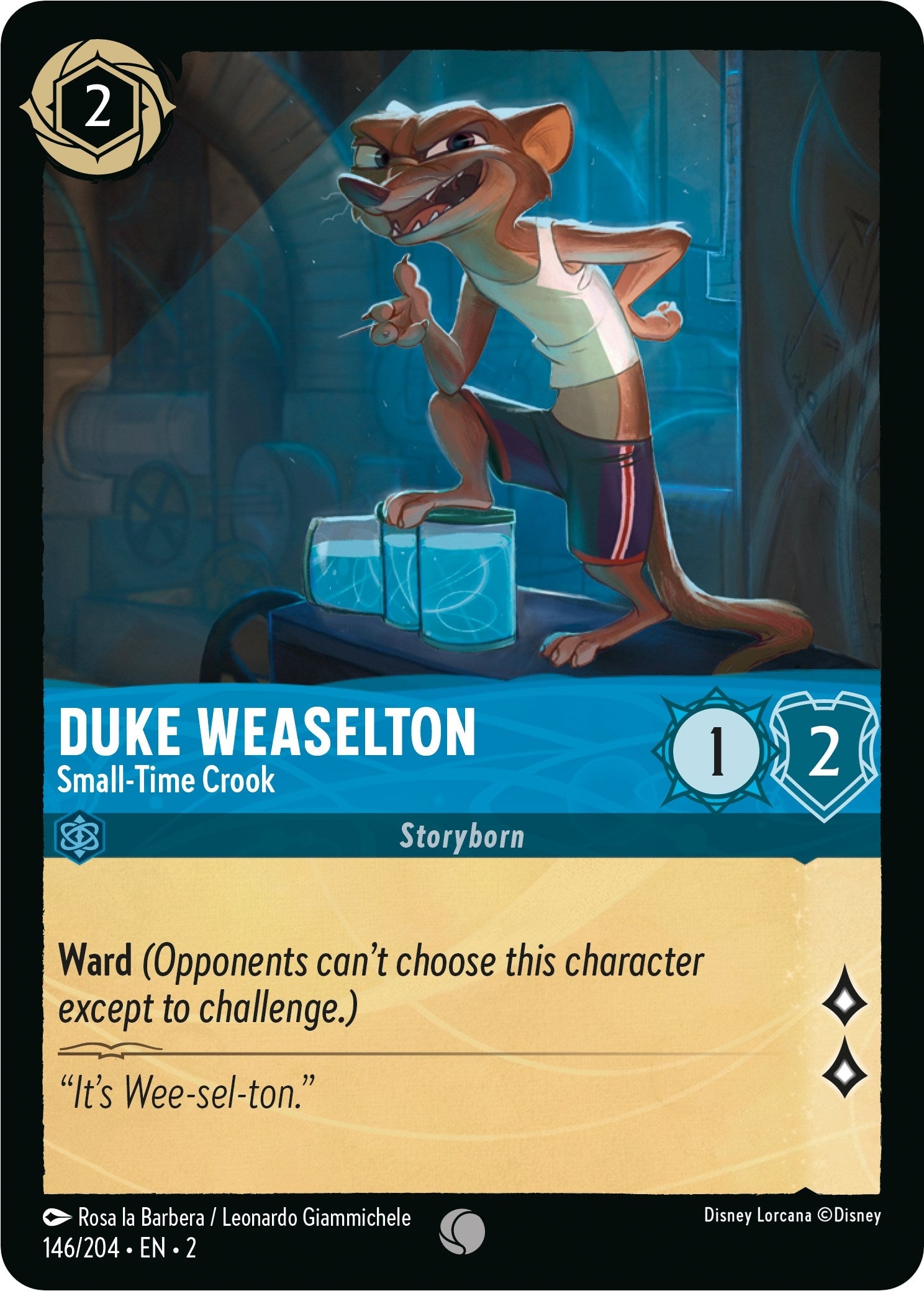 Image for Duke Weaselton - Small-Time Crook (146/204) (Rise of the Floodborn) (2) - Disney Lorcana