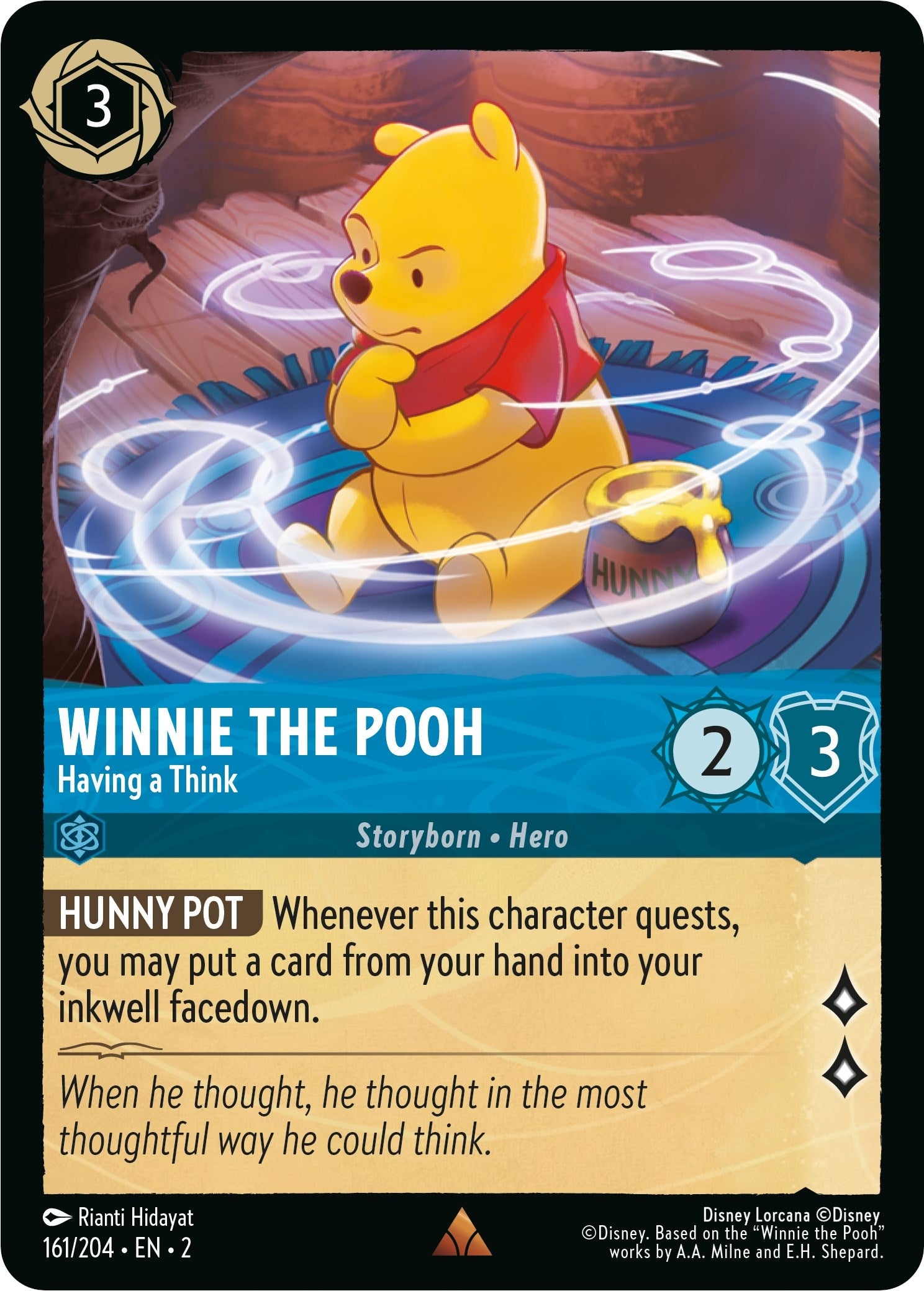 Image for Winnie the Pooh - Having a Think (161/204) (Rise of the Floodborn) (2) - Disney Lorcana