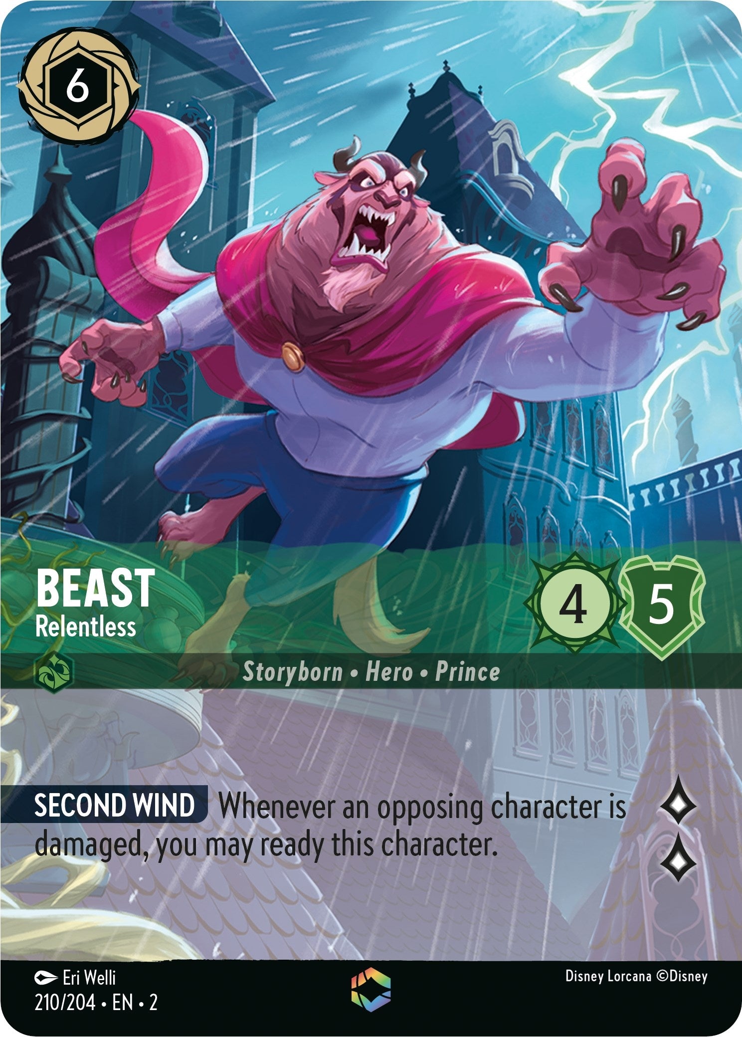Image for Beast - Relentless (Enchanted) (210/204) (Rise of the Floodborn) (2) - Disney Lorcana