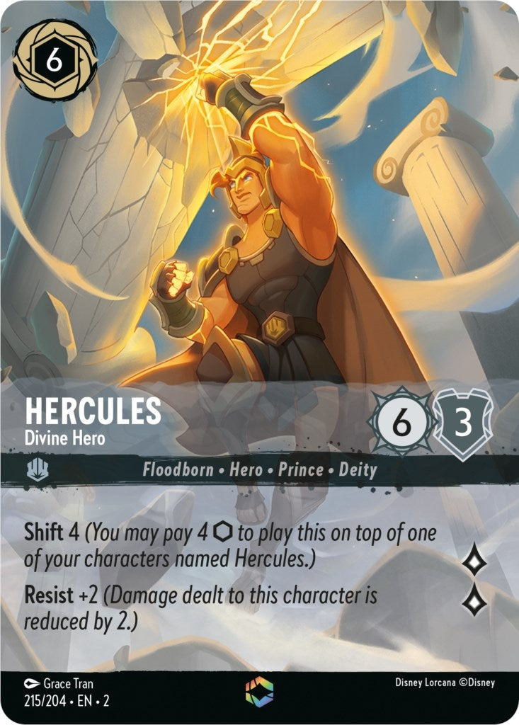 Image for Hercules - Divine Hero (Enchanted) (215/204) (Rise of the Floodborn) (2) - Disney Lorcana