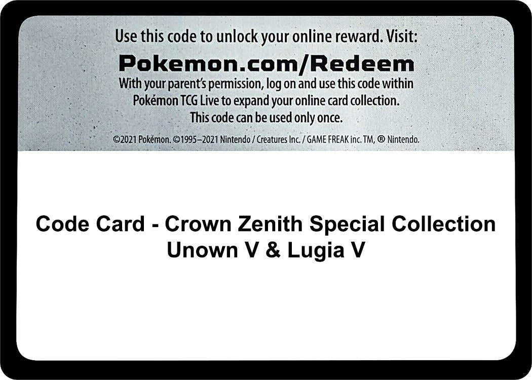 Image for Code Card - Crown Zenith Special Collection [Unown V & Lugia V] (SWSH: Crown Zenith) - Pokemon