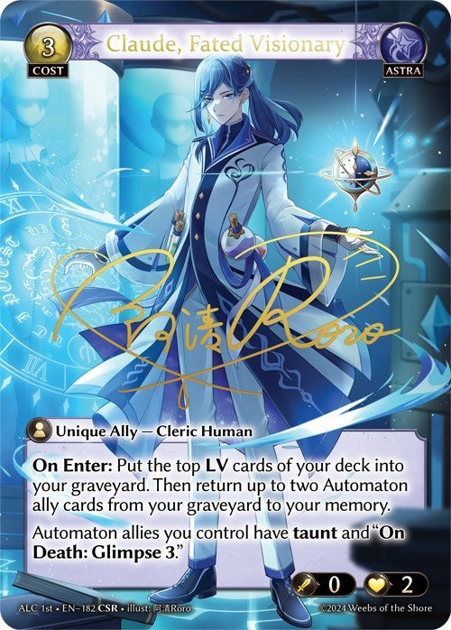 Image for Claude, Fated Visionary (CSR) (ALC1E) (182) (Alchemical Revolution) (ALC) - Grand Archive TCG