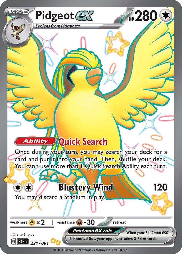 Pidgeot ex (221/091) (SV: Paldean Fates) - PokeBox USA