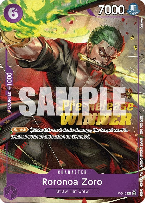 Image for Roronoa Zoro (OP-06 Pre-Release Tournament) [Winner] (P-045) (One Piece Promotion Cards) (OP-PR) - One Piece Card Game
