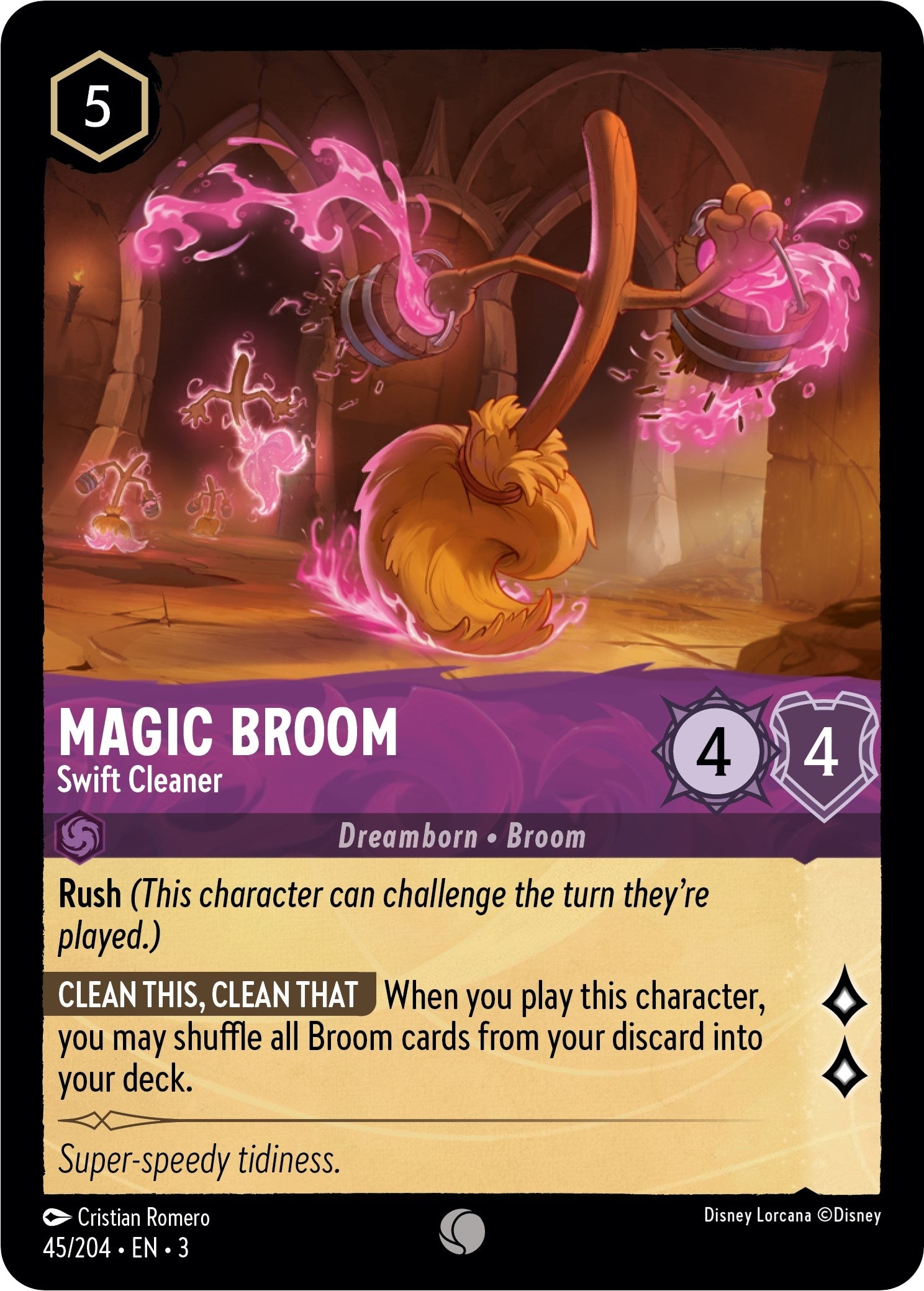 Image for Magic Broom - Swift Cleaner (45/204) (Into the Inklands) (3) - Disney Lorcana