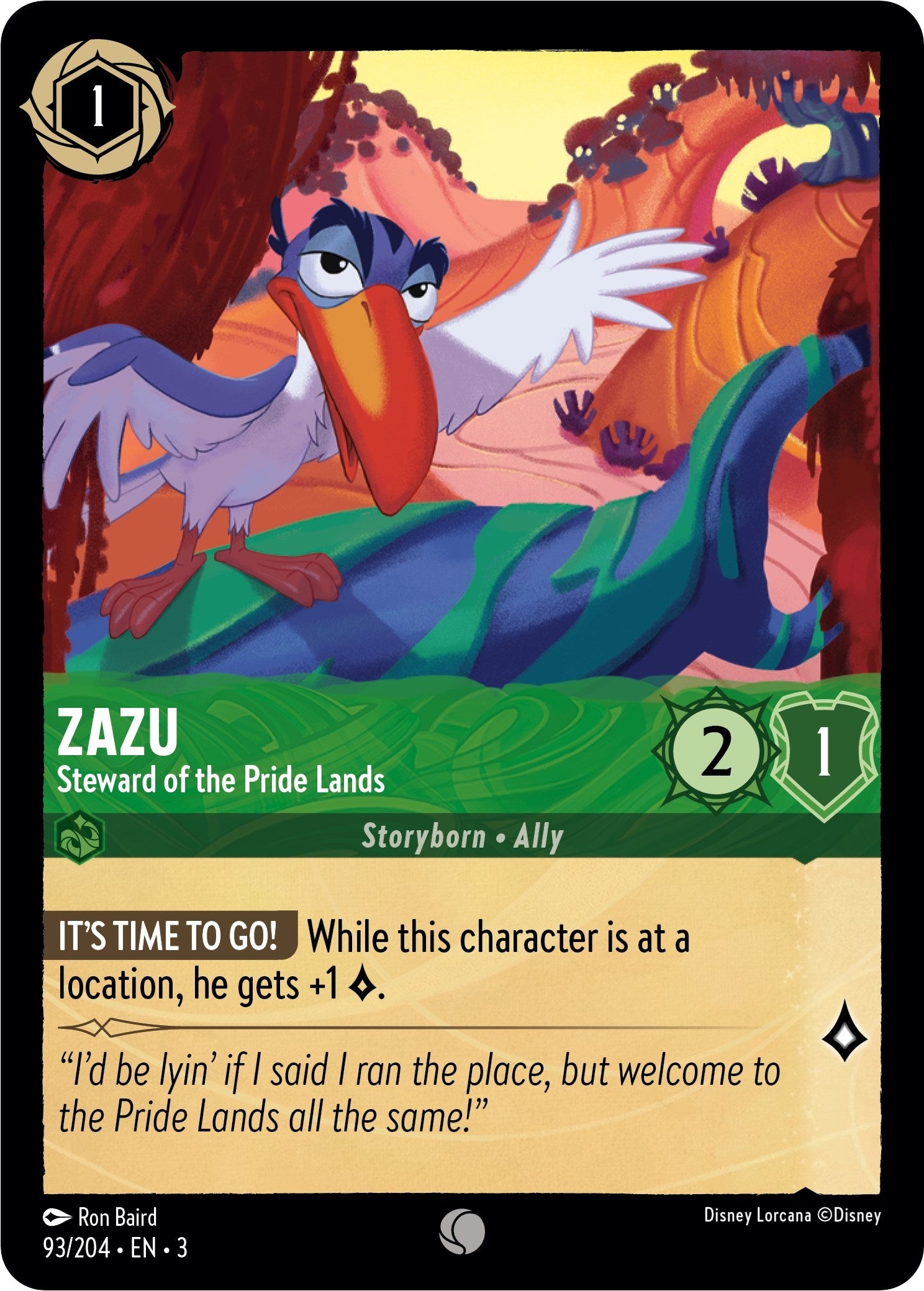 Image for Zazu - Steward of the Pride Lands (93/204) (Into the Inklands) (3) - Disney Lorcana
