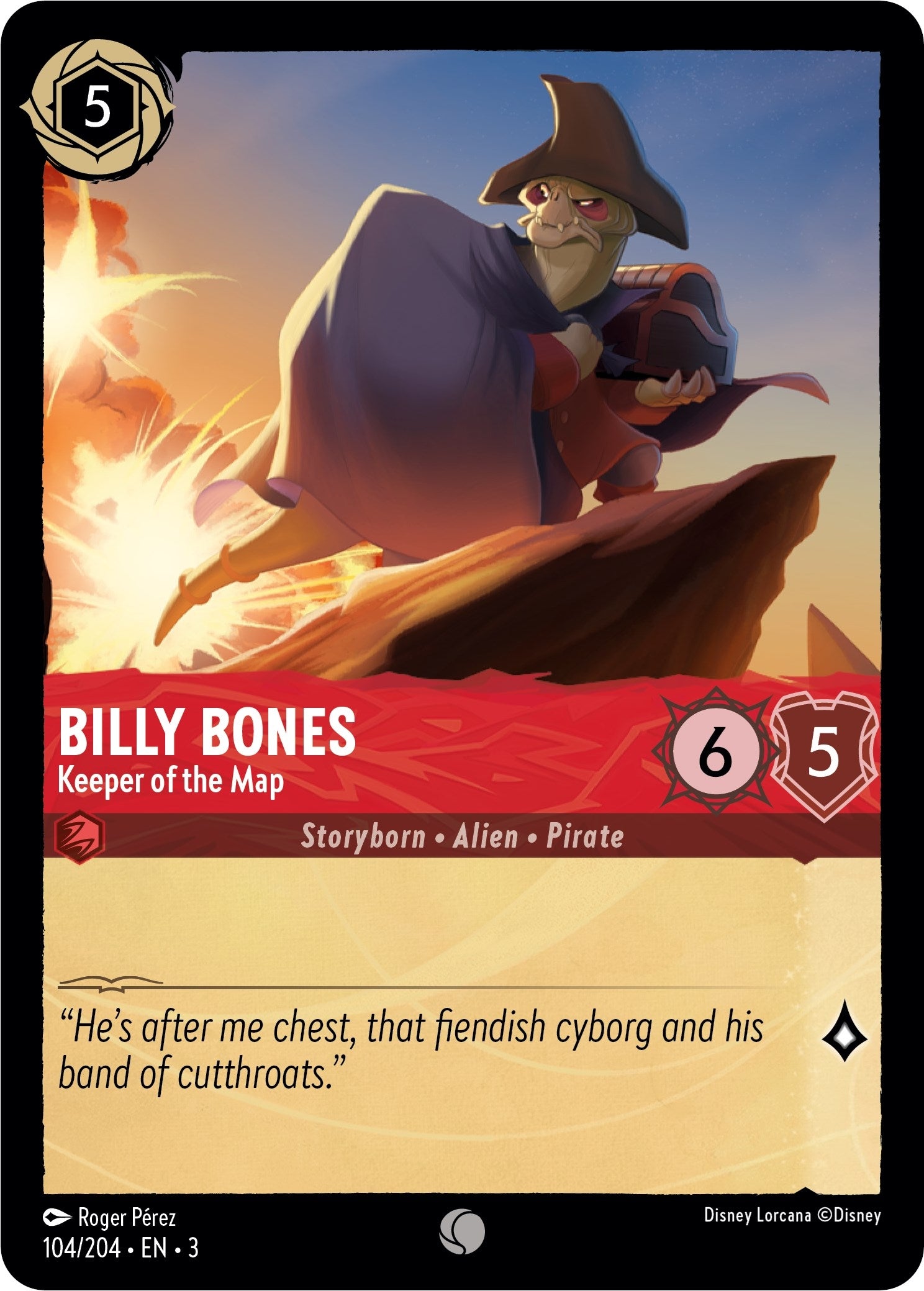 Image for Billy Bones - Keeper of the Map (104/204) (Into the Inklands) (3) - Disney Lorcana