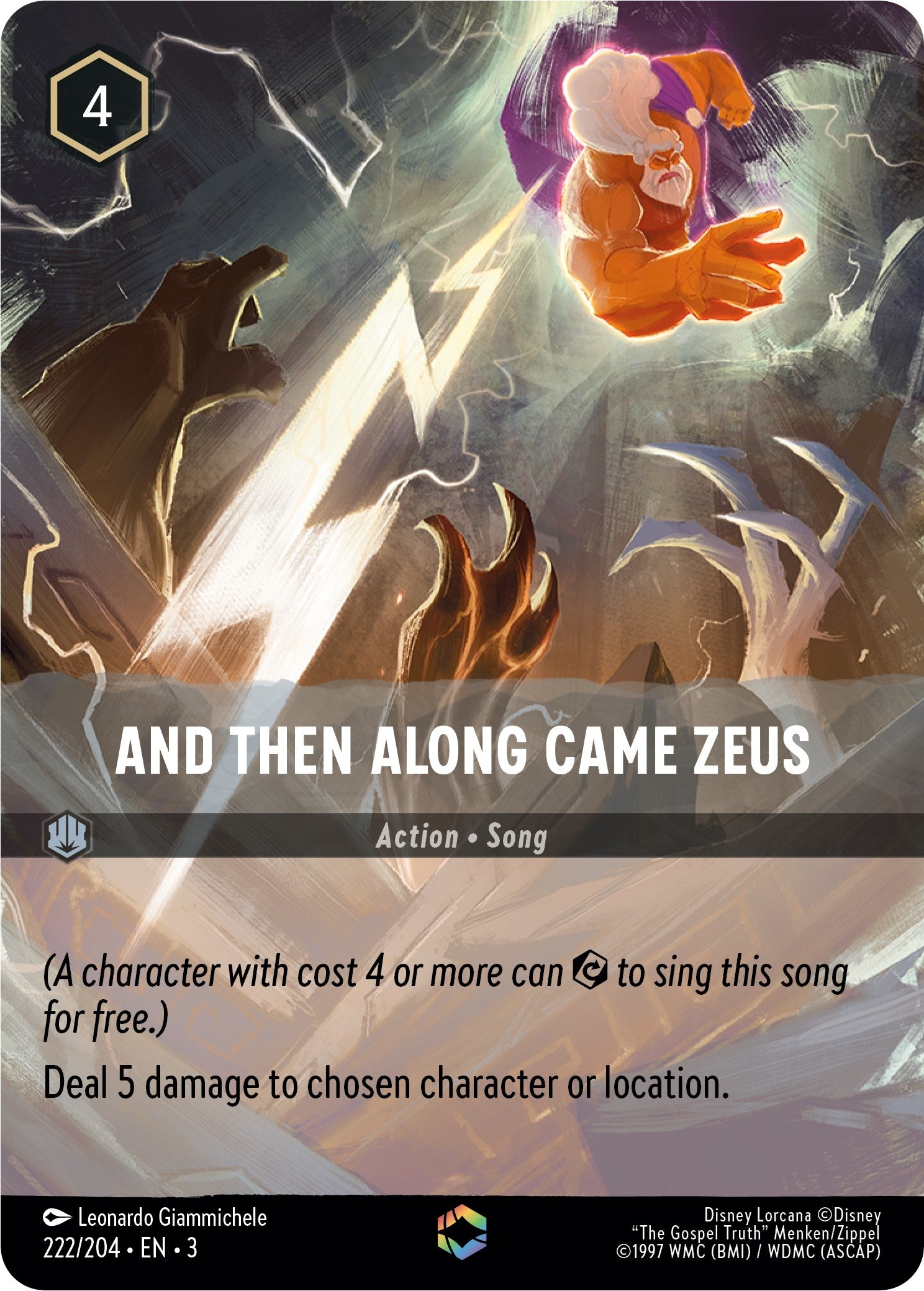Image for And Then Along Came Zeus (Enchanted) (222/204) (Into the Inklands) (3) - Disney Lorcana