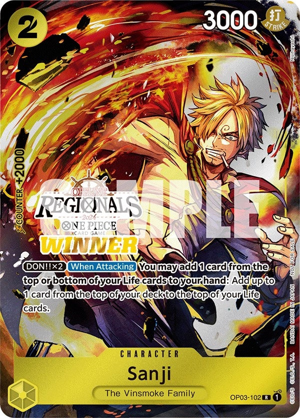 Image for Sanji (Offline Regional 2024) [Winner] (OP03-102) (One Piece Promotion Cards) (OP-PR) - One Piece Card Game