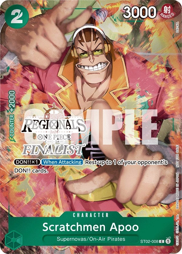 Image for Scratchmen Apoo (Online Regional 2024) [Finalist] (ST02-008) (One Piece Promotion Cards) (OP-PR) - One Piece Card Game