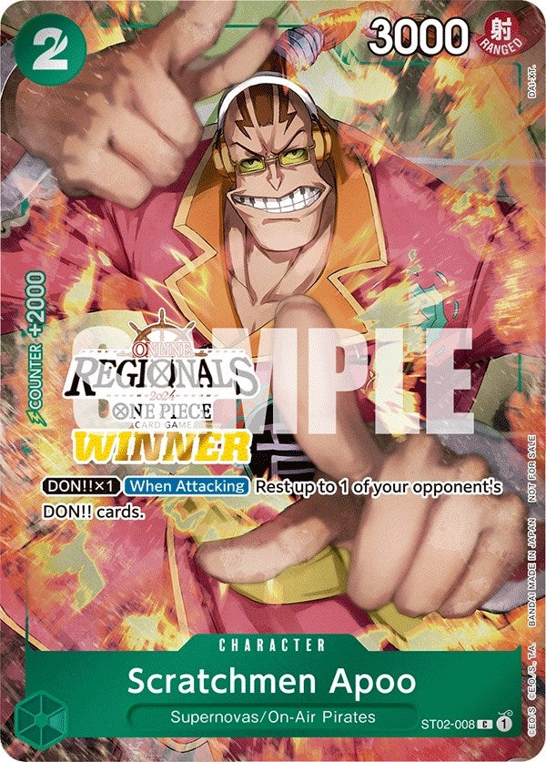 Image for Scratchmen Apoo (Online Regional 2024) [Winner] (ST02-008) (One Piece Promotion Cards) (OP-PR) - One Piece Card Game