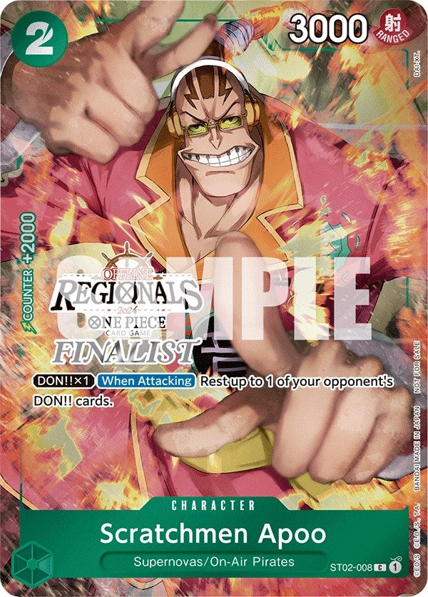 Image for Scratchmen Apoo (Offline Regional 2024) [Finalist] (ST02-008) (One Piece Promotion Cards) (OP-PR) - One Piece Card Game