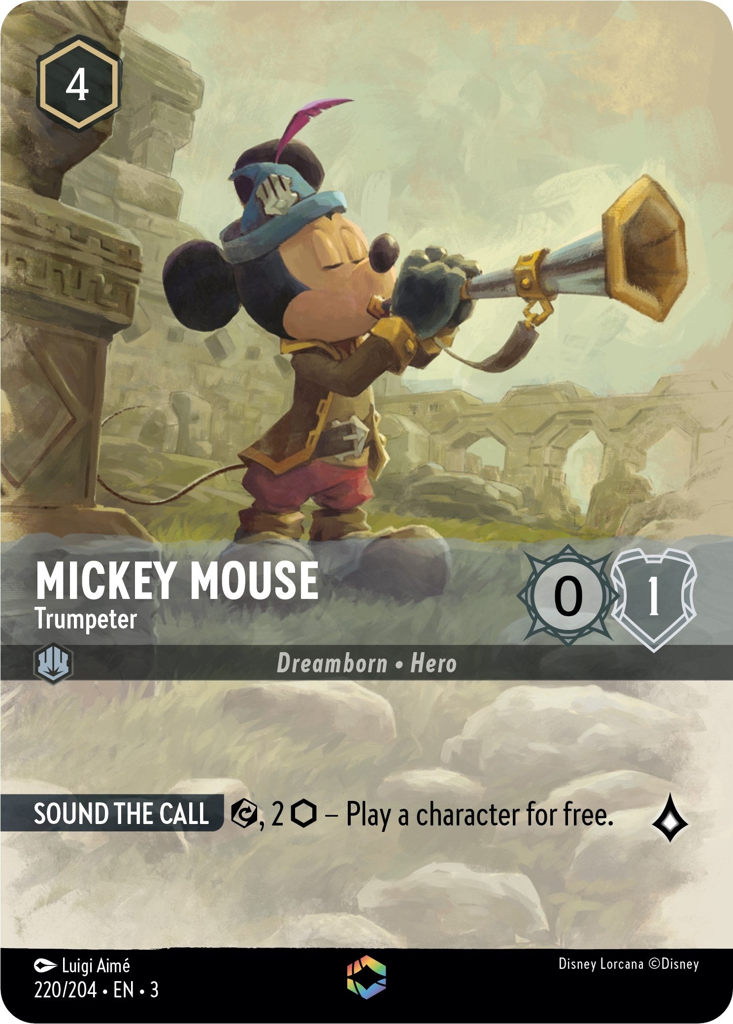 Image for Mickey Mouse - Trumpeter (Enchanted) (220/204) (Into the Inklands) (3) - Disney Lorcana
