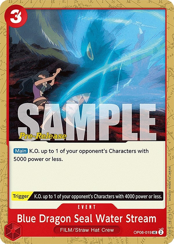 Image for Blue Dragon Seal Water Stream (OP06-019) (Wings of the Captain Pre-Release Cards) (OP06 PRE) - One Piece Card Game