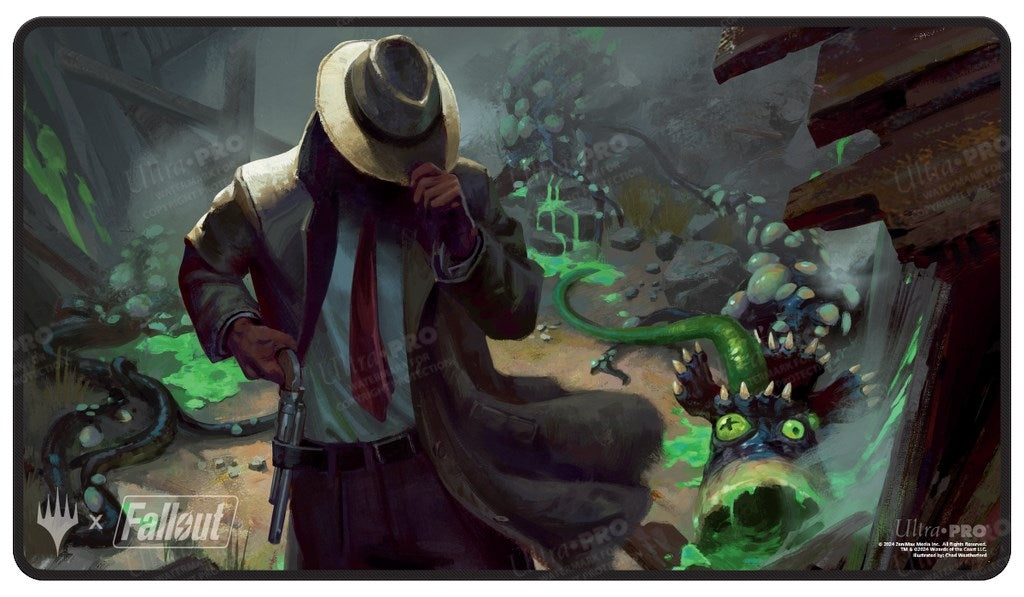 Image for Fallout Mysterious Stranger Black Stitched Standard Gaming Playmat for Magic: The Gathering - Playmats