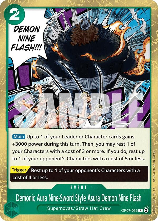 Image for Demonic Aura Nine-Sword Style Asura Demon Nine Flash (OP07-036) (500 Years in the Future) (OP07) - One Piece Card Game