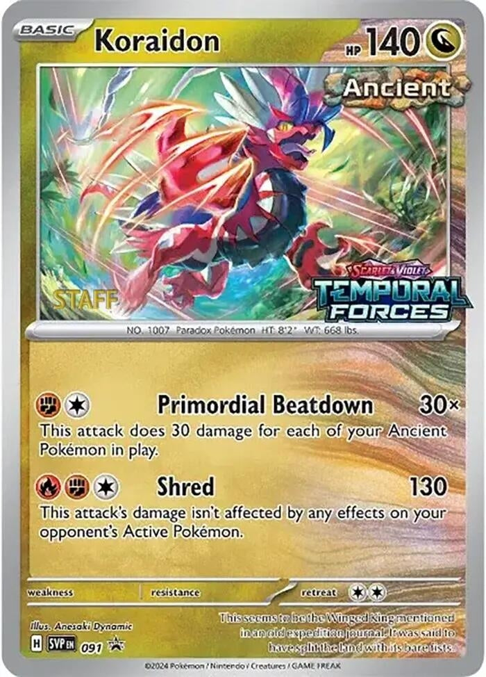 Image for Koraidon - 091 (Prerelease) [Staff] (091) (SV: Scarlet & Violet Promo Cards) (SVP) - Pokemon