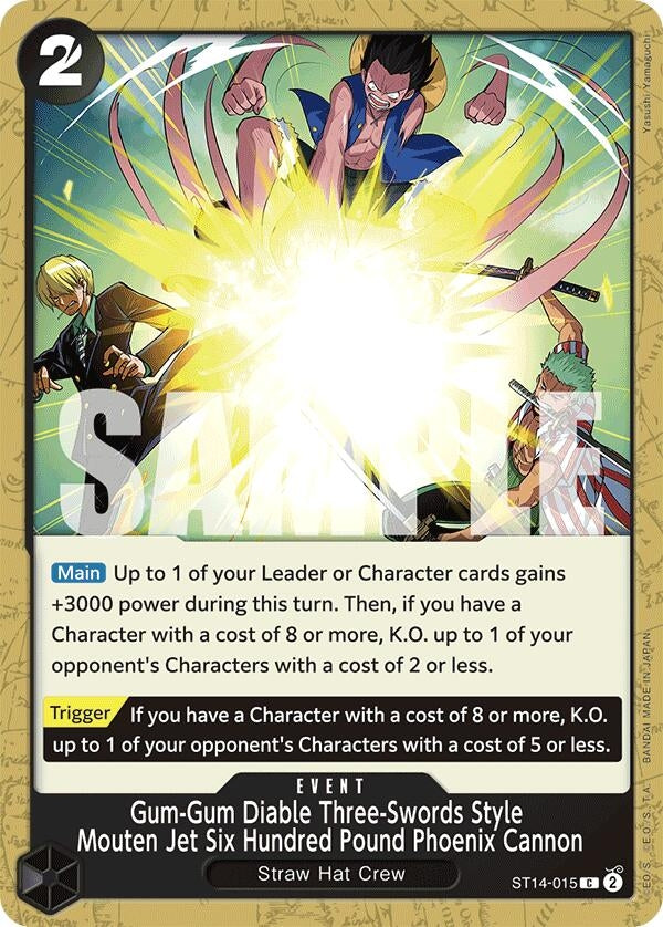 Image for Gum-Gum Diable Three-Swords Style Mouten Jet Six Hundred Pound Phoenix Cannon (ST14-015) (Starter Deck 14: 3D2Y) (ST-14) - One Piece Card Game
