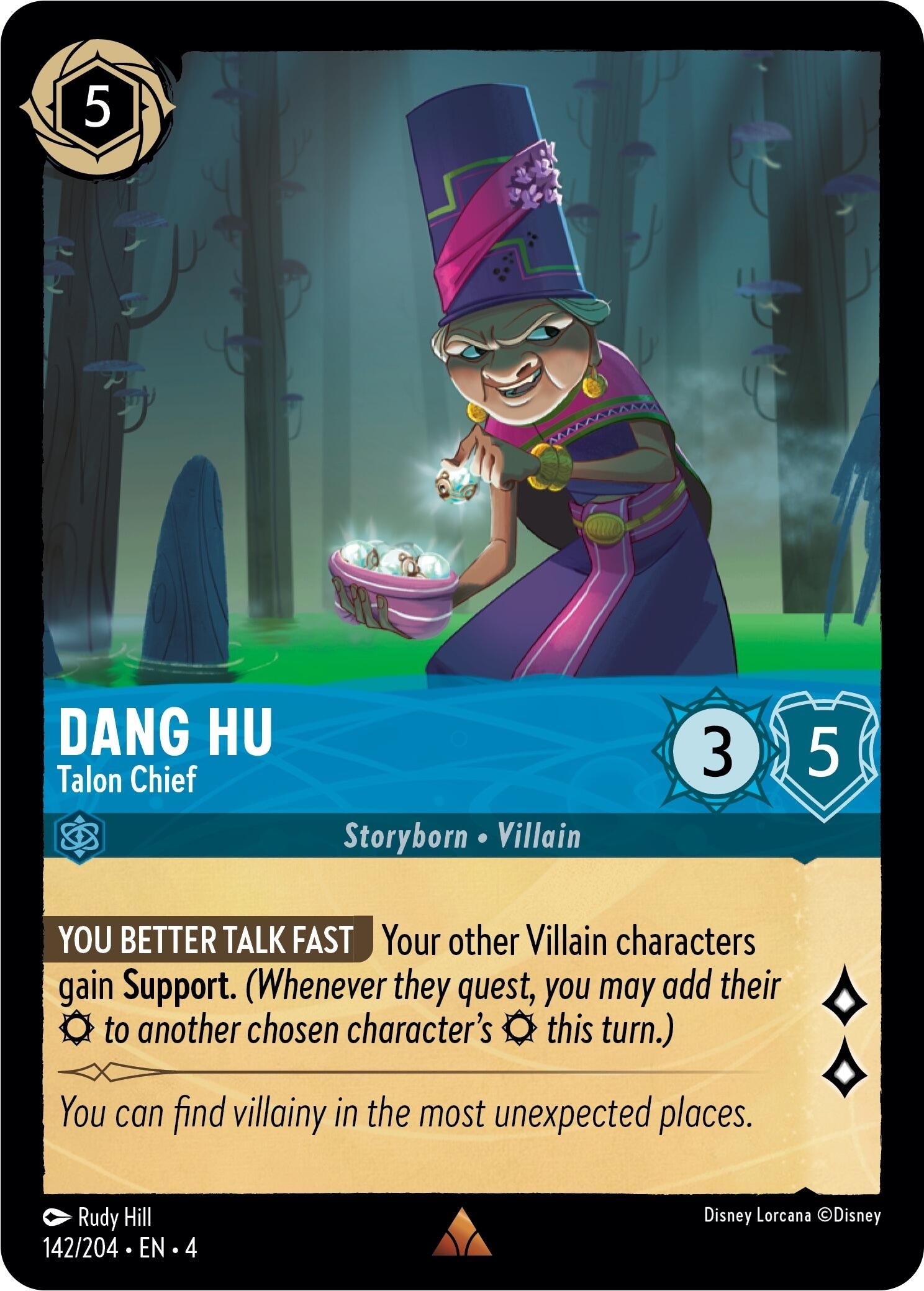 Image for Dang Hu - Talon Chief (142/204) (Ursula's Return) (4) - Disney Lorcana