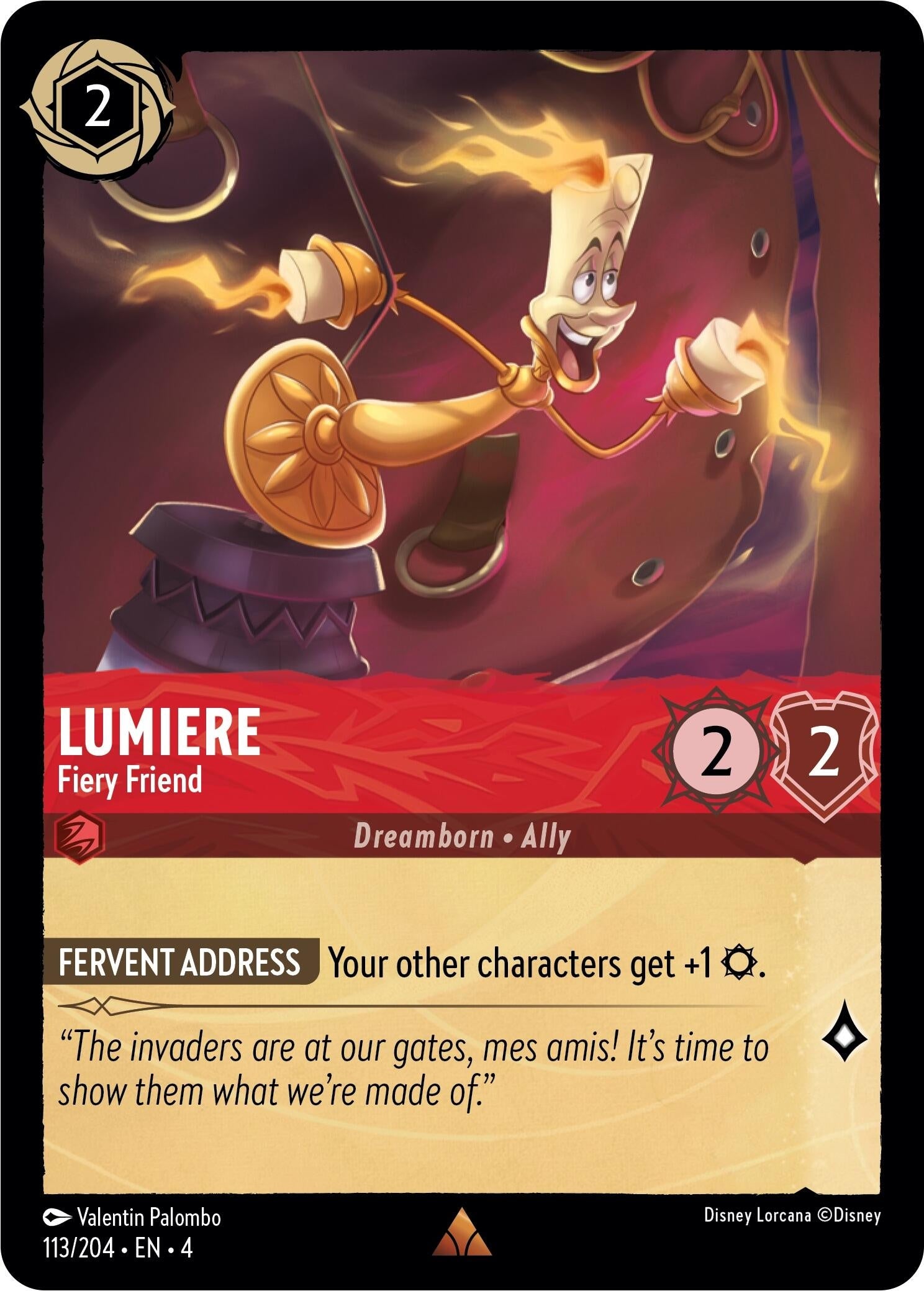 Image for Lumiere - Fiery Friend (113/204) (Ursula's Return) (4) - Disney Lorcana