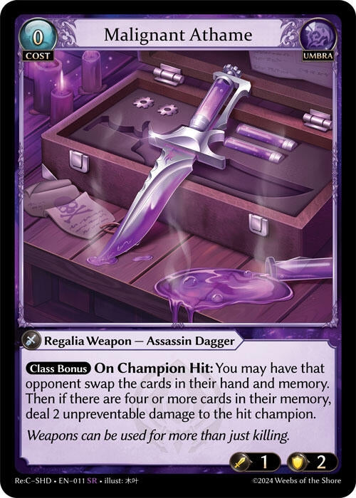 Image for Malignant Athame (011) (Tristan Re:Collection, Shadowdancer) (SHD) - Grand Archive TCG