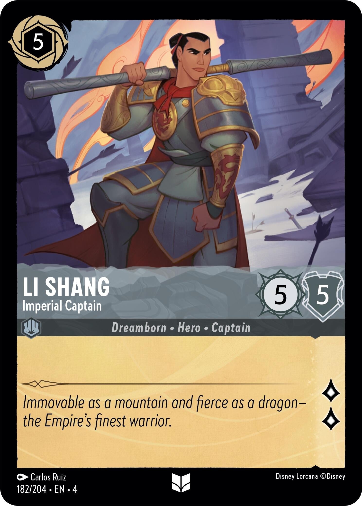 Image for Li Shang - Imperial Captain (182/204) (Ursula's Return) (4) - Disney Lorcana