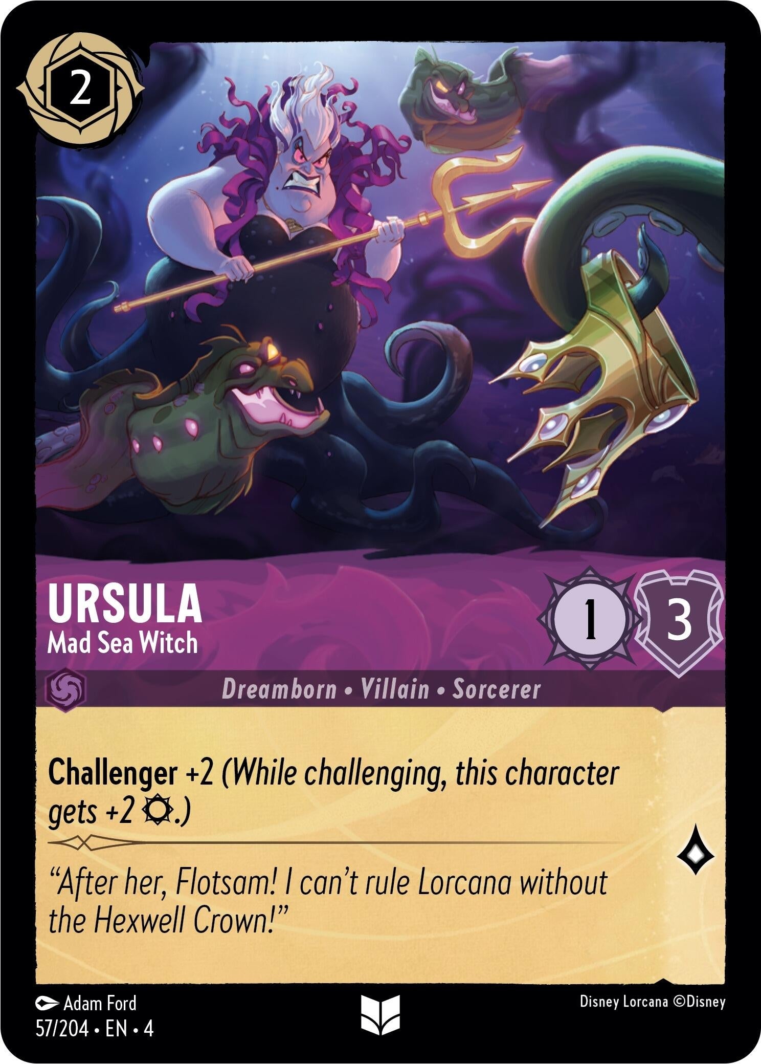 Image for Ursula - Mad Sea Witch (57/204) (Ursula's Return) (4) - Disney Lorcana