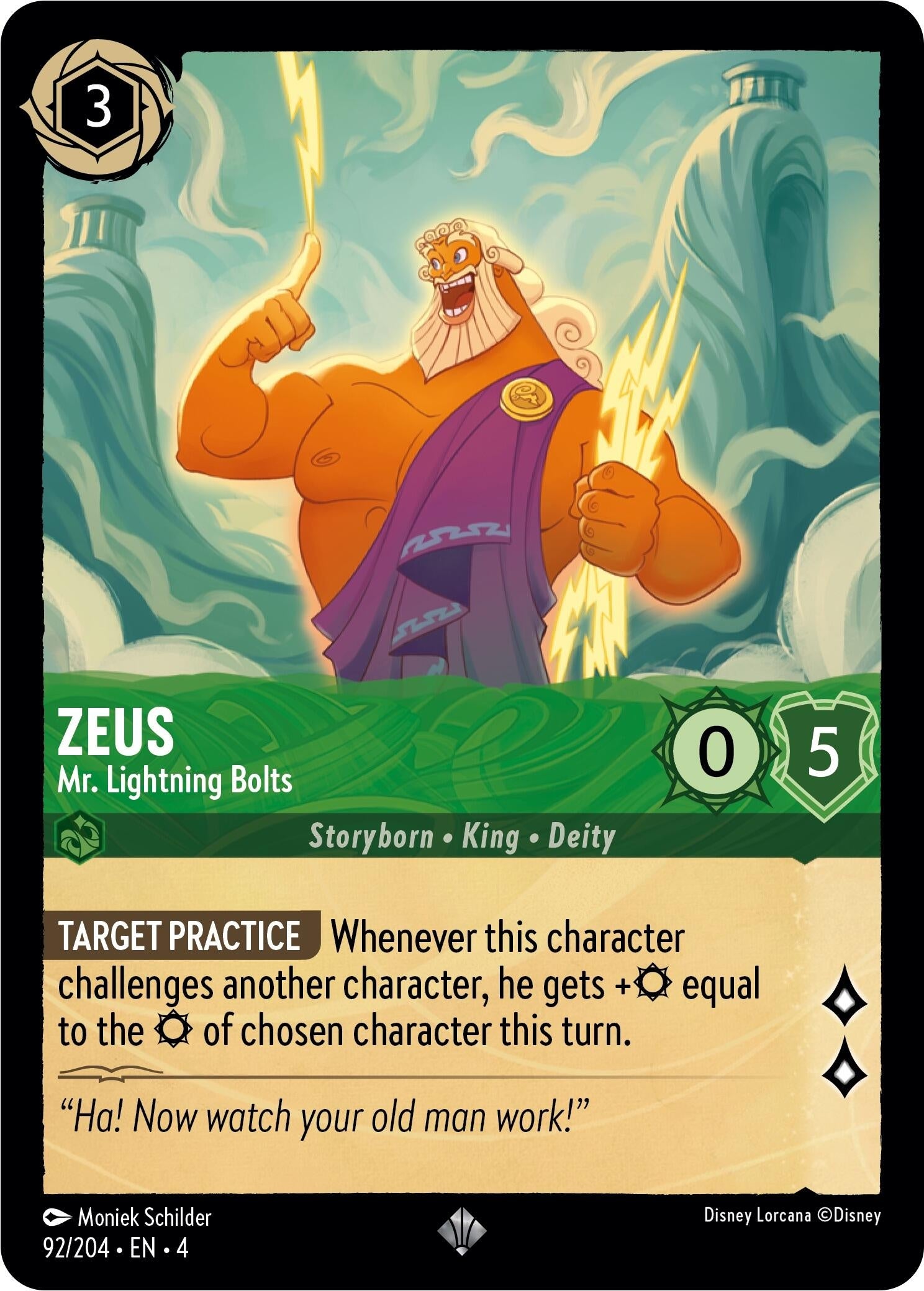Image for Zeus - Mr. Lightning Bolts (92/204) (Ursula's Return) (4) - Disney Lorcana