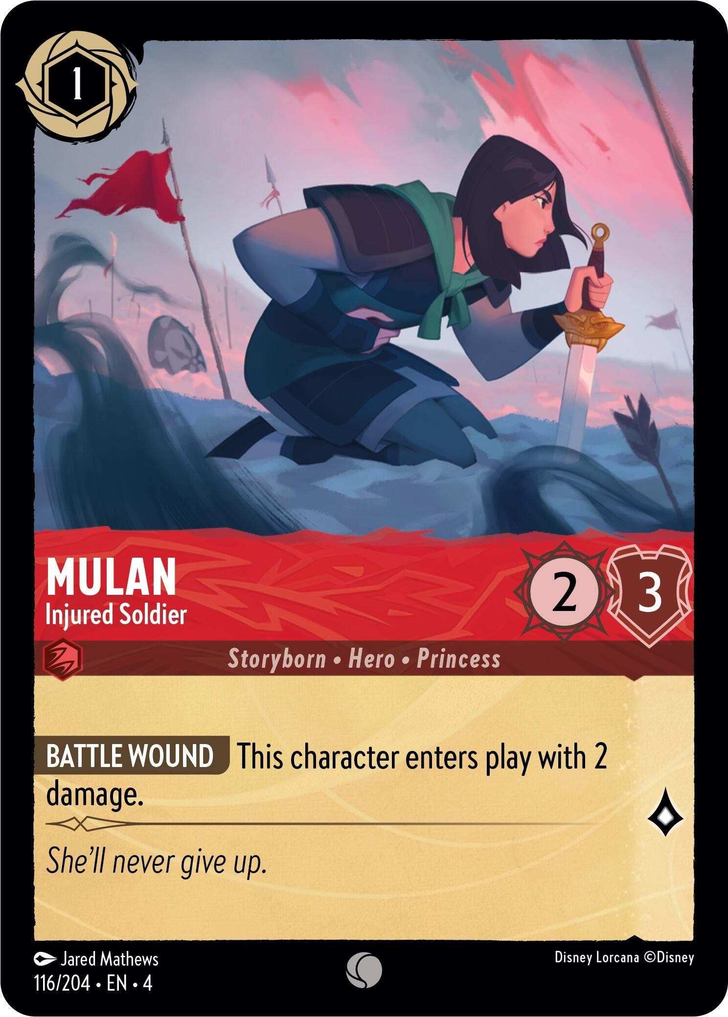 Image for Mulan - Injured Soldier (116/204) (Ursula's Return) (4) - Disney Lorcana