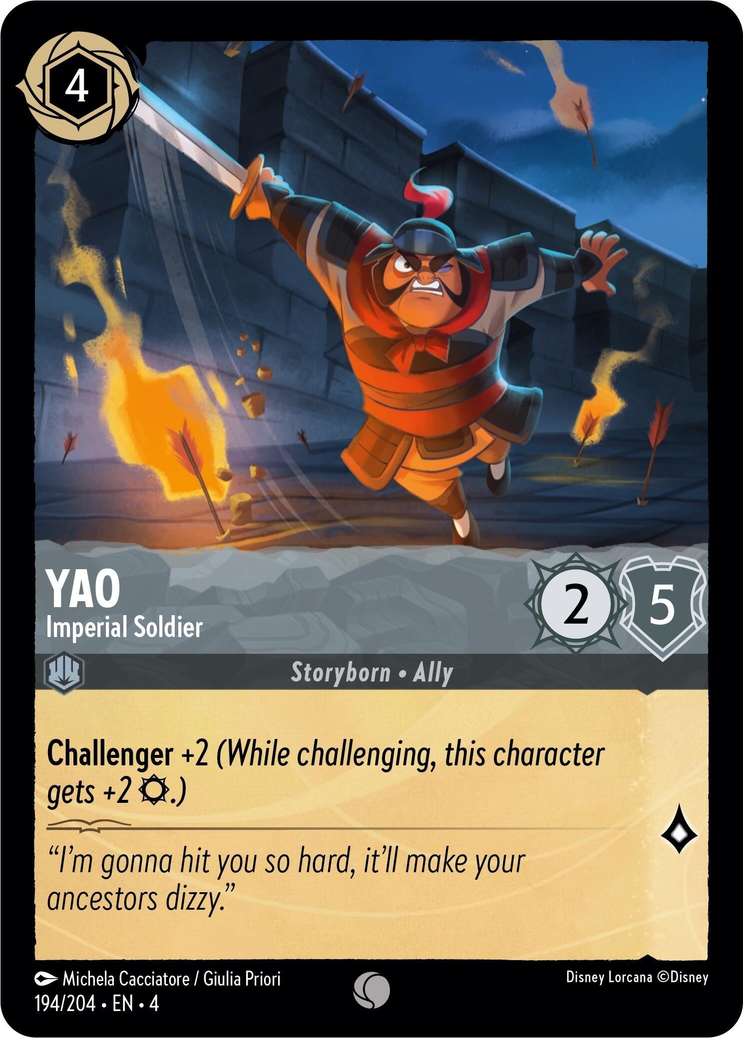 Image for Yao - Imperial Soldier (194/204) (Ursula's Return) (4) - Disney Lorcana