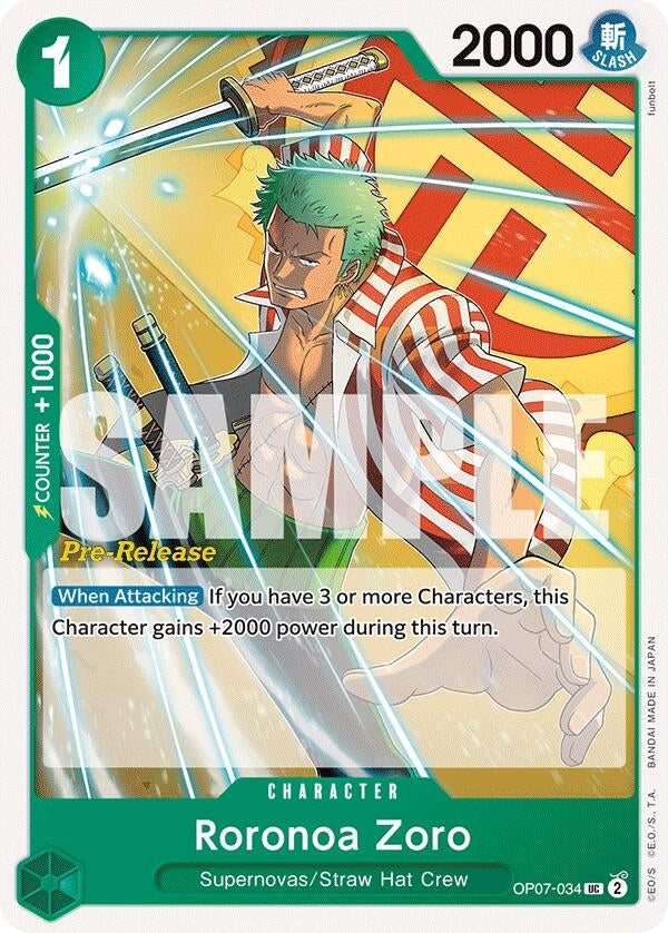 Image for Roronoa Zoro (034) (OP07-034) (500 Years in the Future Pre-Release Cards) (OP07 PRE) - One Piece Card Game