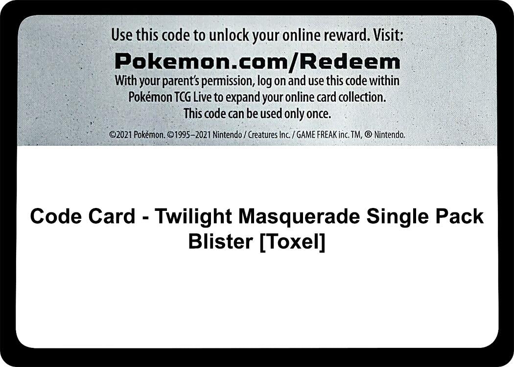 Image for Code Card - Twilight Masquerade Single Pack Blister [Toxel] (SV06: Twilight Masquerade) - Pokemon