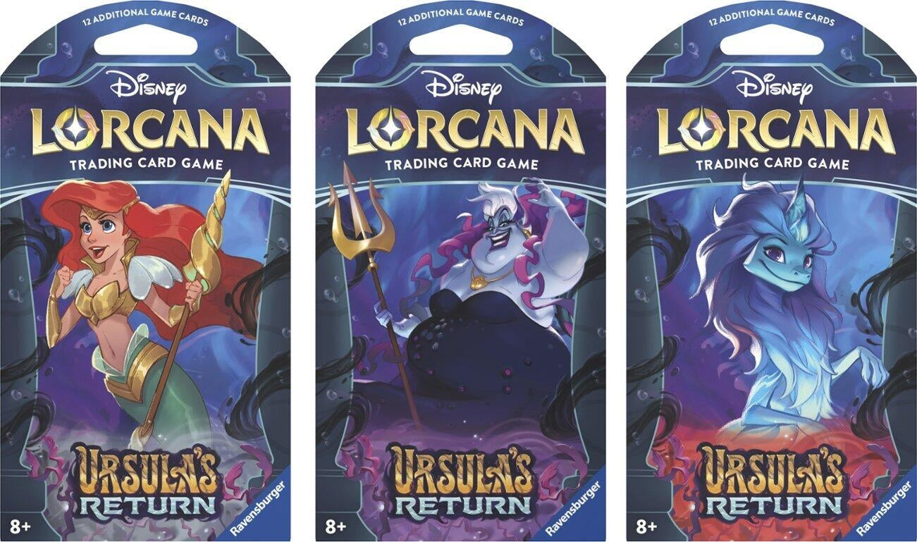 Image for Disney Lorcana: Ursula's Return Sleeved Booster Pack Art Bundle [Set of 3] - Disney Lorcana