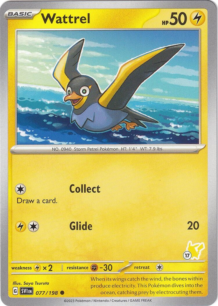 Image for Wattrel - Pikachu 17 (077/193) (Battle Academy 2024) (BA24) - Pokemon