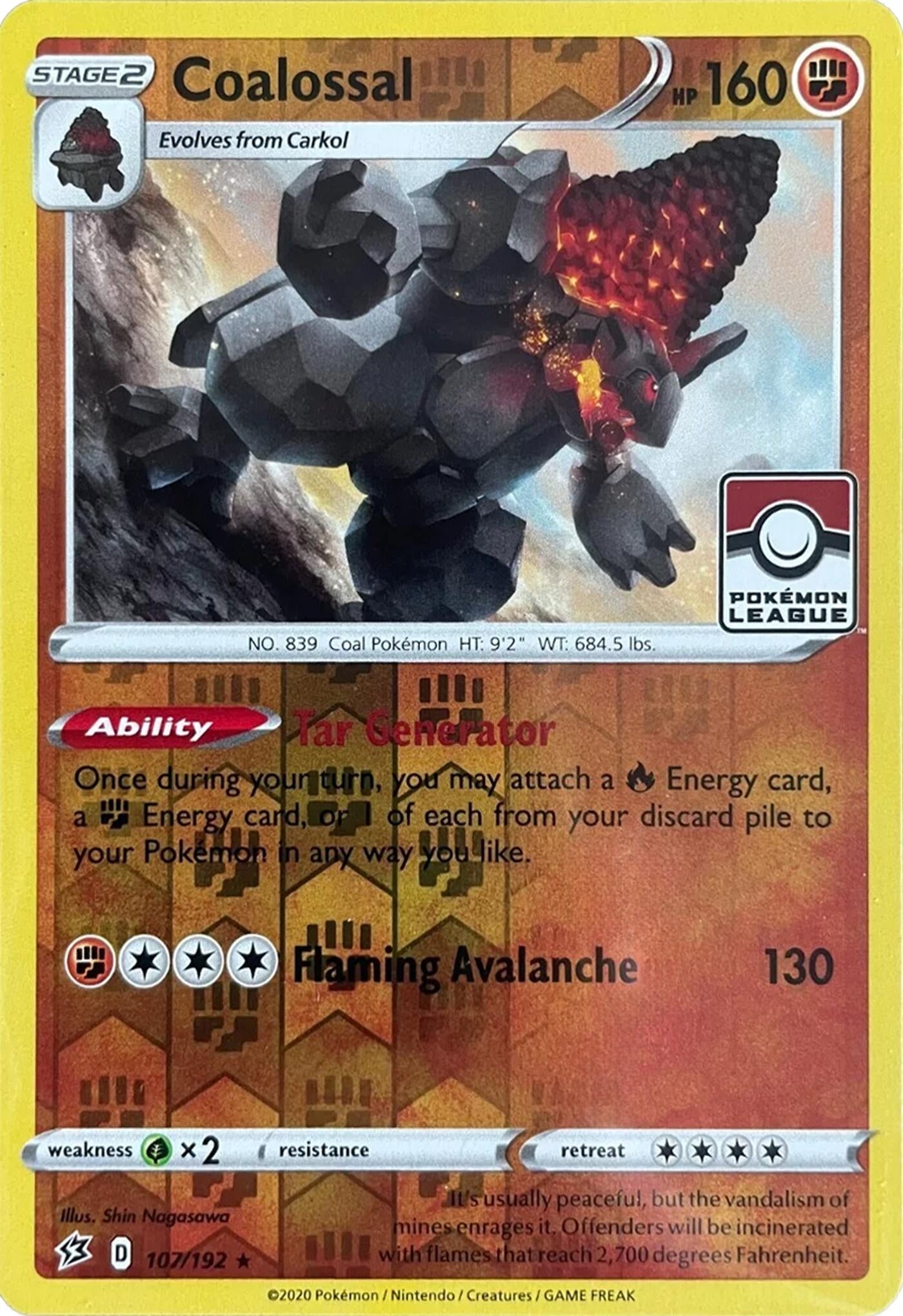 Image for Coalossal - 107/192 (League Promo) (107/192) (League & Championship Cards) (PR) - Pokemon