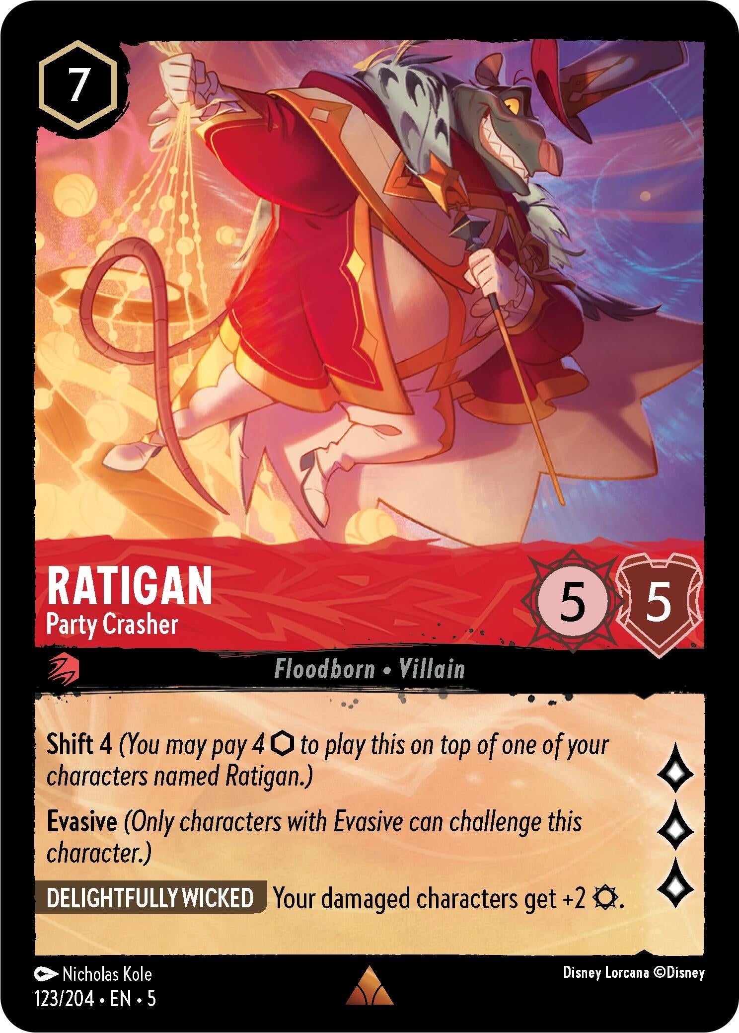 Image for Ratigan - Party Crasher (123/204) (Shimmering Skies) (5) - Disney Lorcana