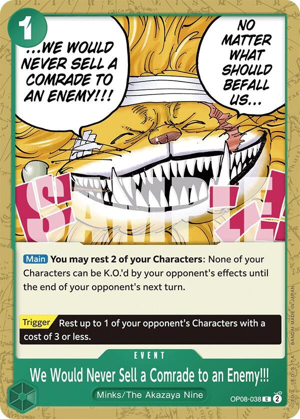 Image for We Would Never Sell a Comrade to an Enemy!!! (OP08-038) (Two Legends) (OP08) - One Piece Card Game