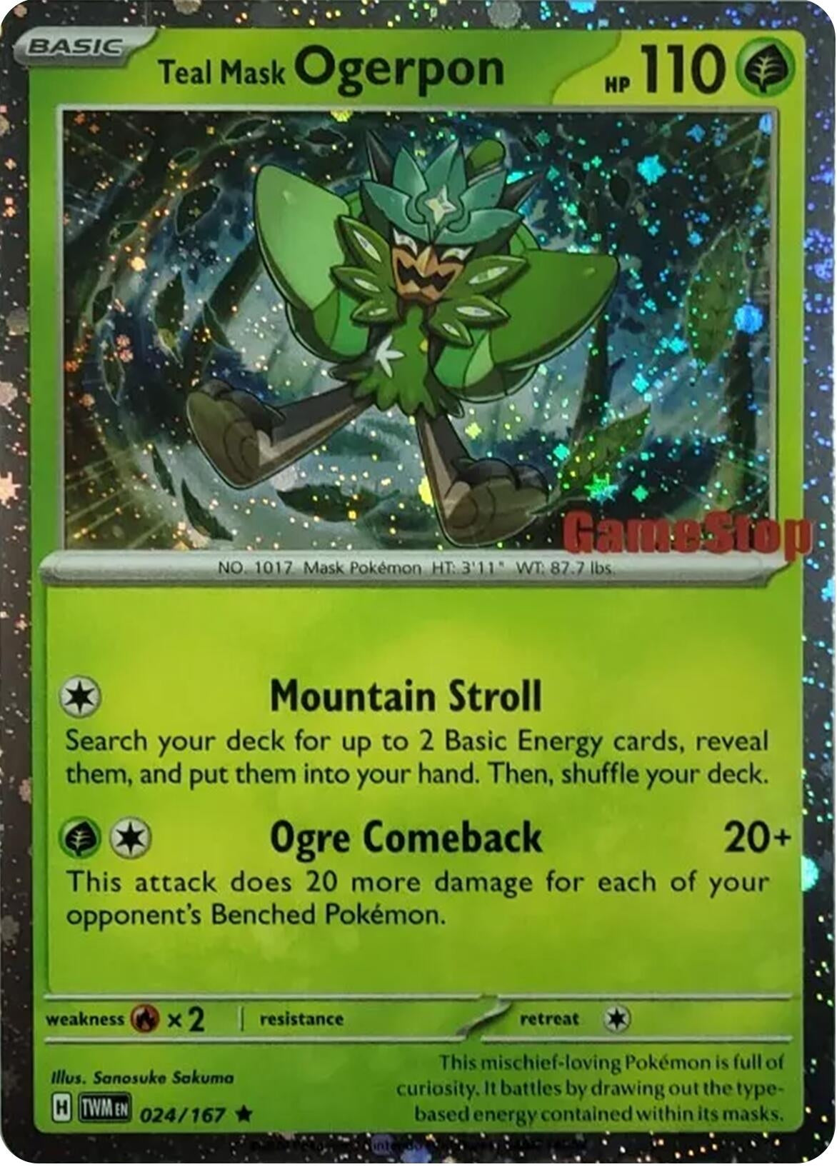 Image for Teal Mask Ogerpon (Cosmos Holo) (Gamestop Exclusive) (024/167) (Miscellaneous Cards & Products) (MCAP) - Pokemon