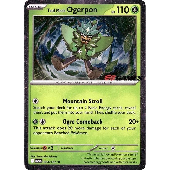 Teal Mask Ogerpon (Cosmos Holo) (EB Games Exclusive) (024/167) (Miscellaneous Cards & Products) - PokeBox USA