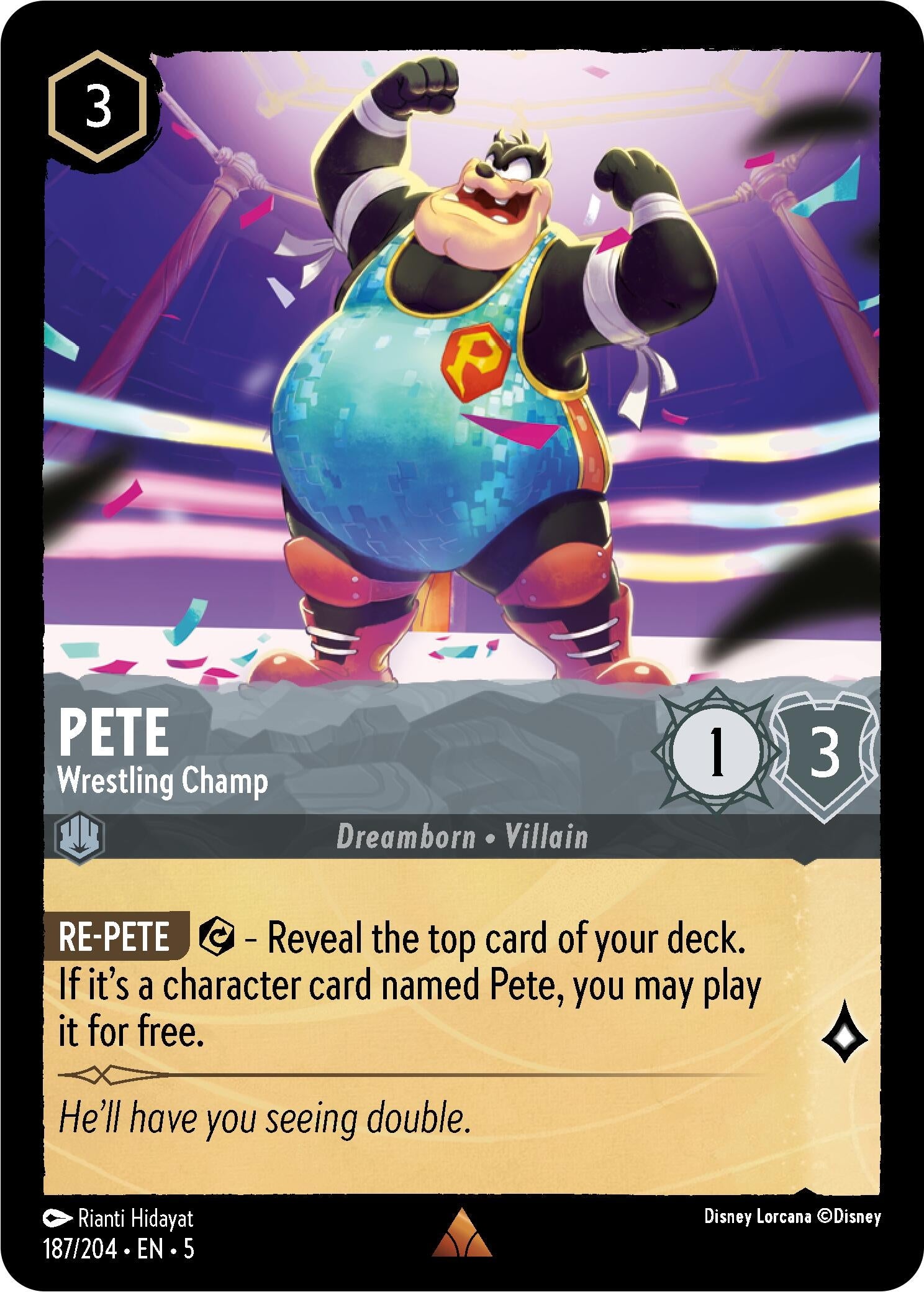 Image for Pete - Wrestling Champ (187/204) (Shimmering Skies) (5) - Disney Lorcana