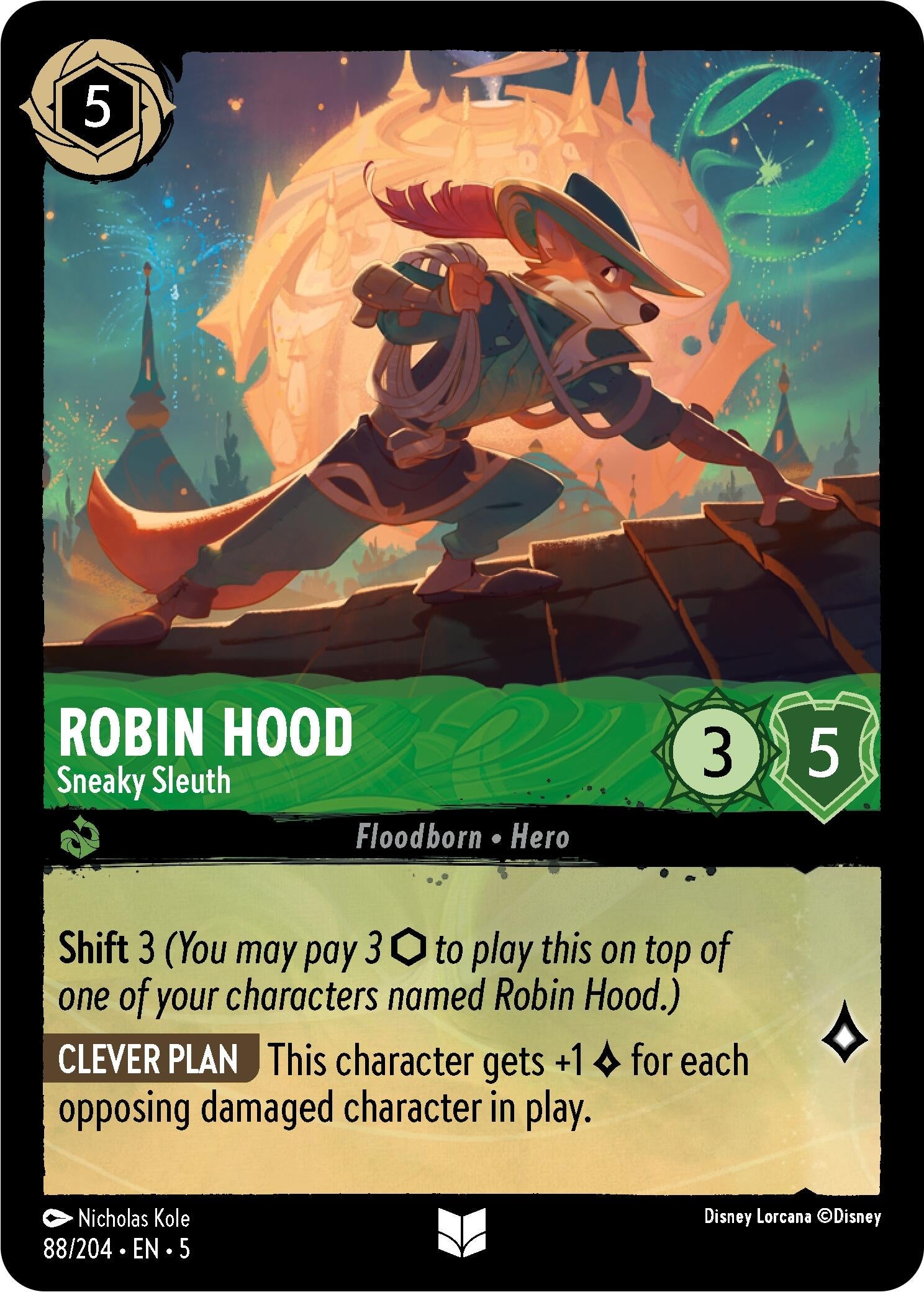 Image for Robin Hood - Sneaky Sleuth (88/204) (Shimmering Skies) (5) - Disney Lorcana