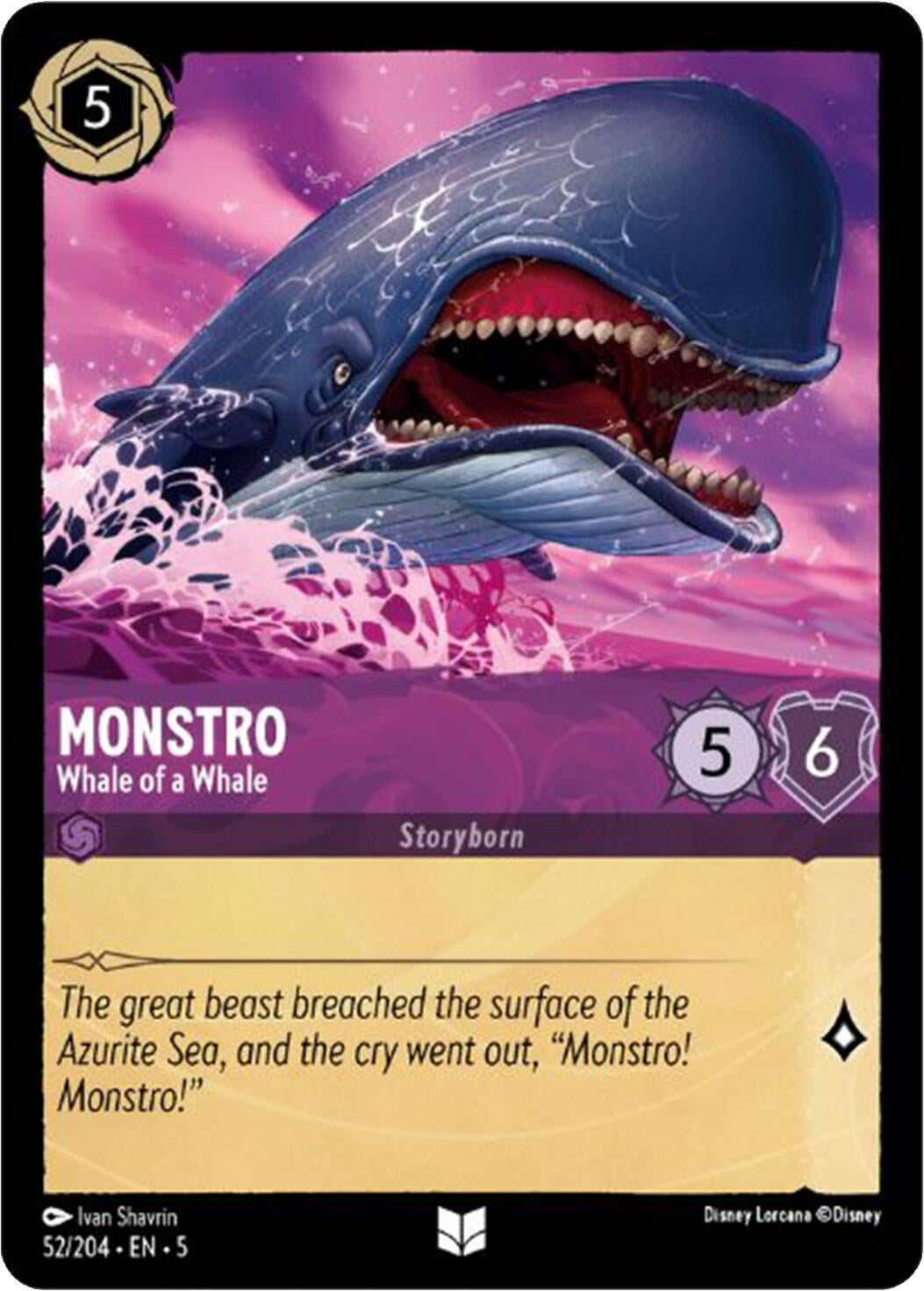 Image for Monstro - Whale of a Whale (52/204) (Shimmering Skies) (5) - Disney Lorcana