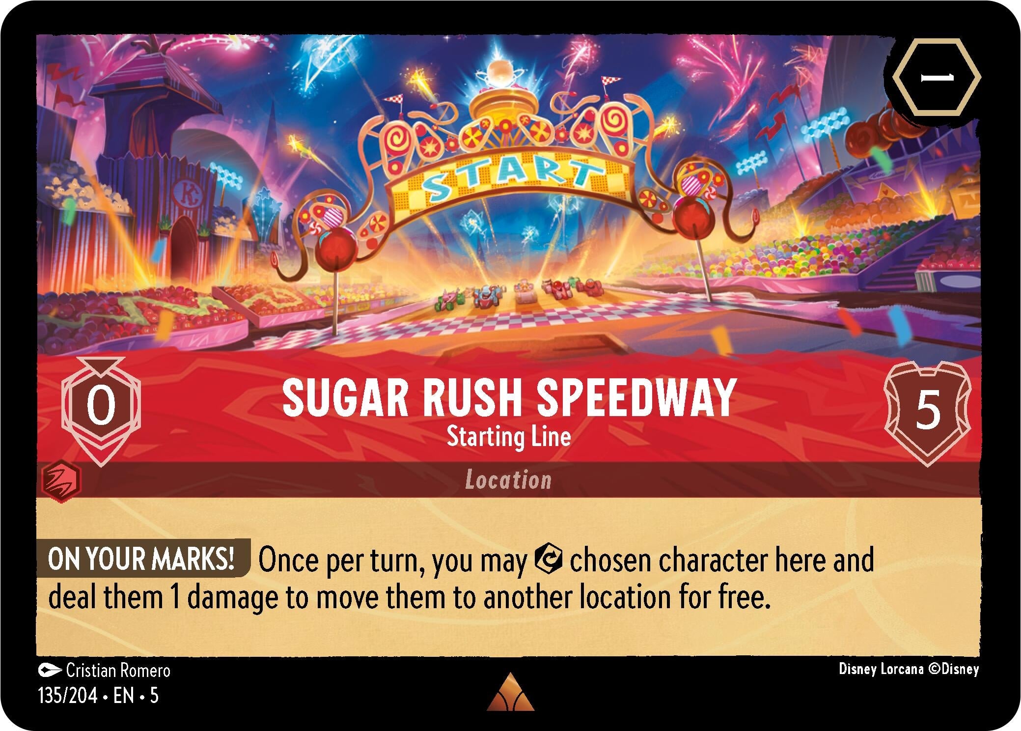 Image for Sugar Rush Speedway - Starting Line (135/204) (Shimmering Skies) (5) - Disney Lorcana