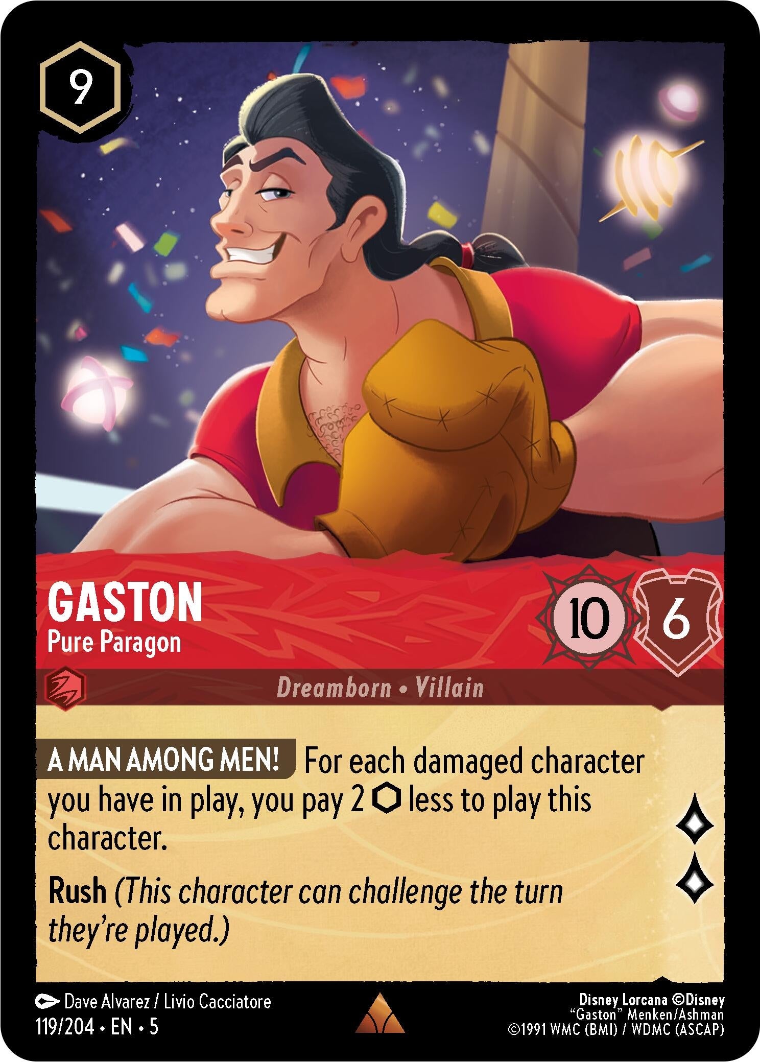 Image for Gaston - Pure Paragon (119/204) (Shimmering Skies) (5) - Disney Lorcana